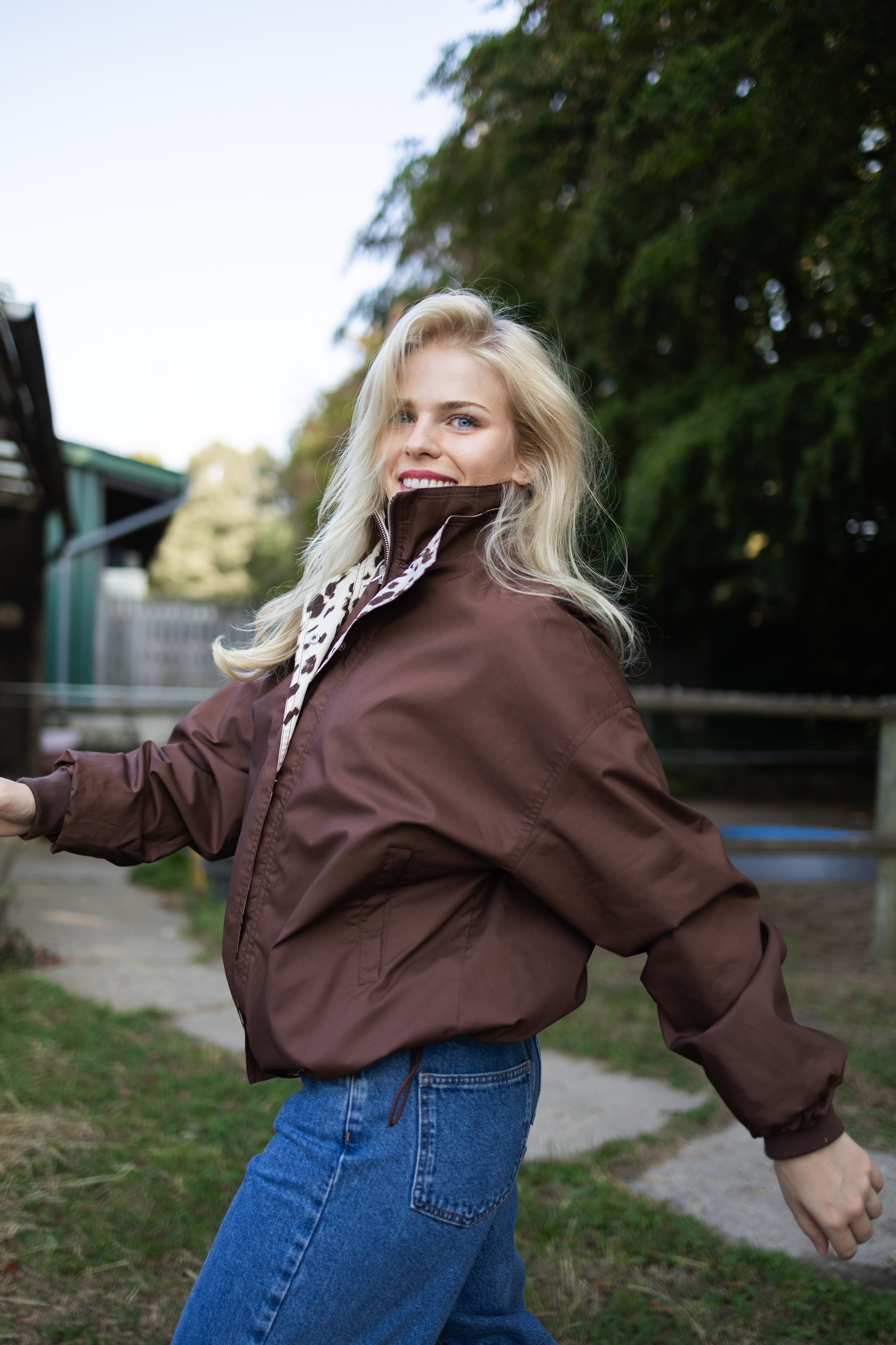 Amine Reversible Jacket Dark Brown/Cow