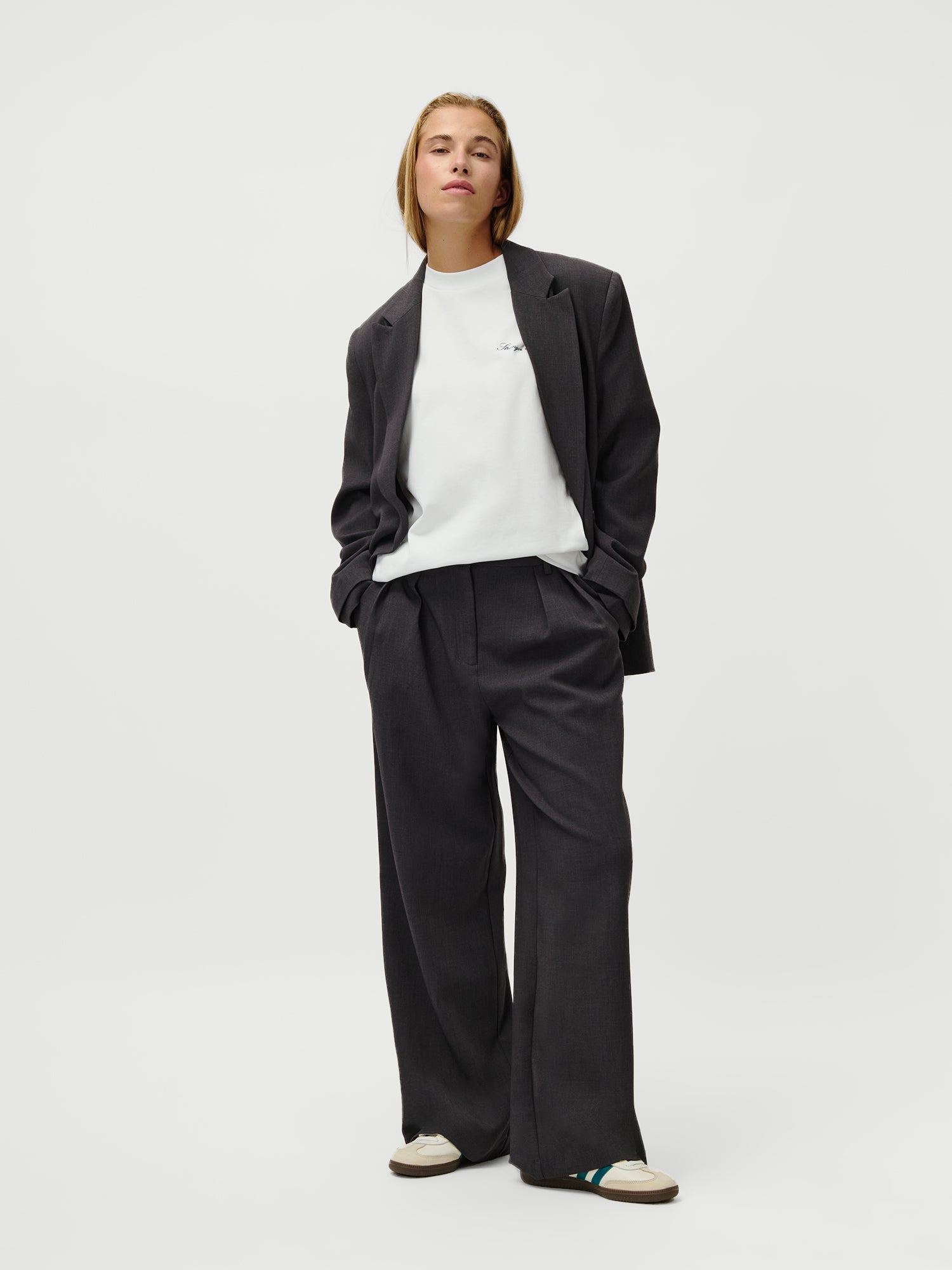 Franja Pants Regular Dark Grey Melange
