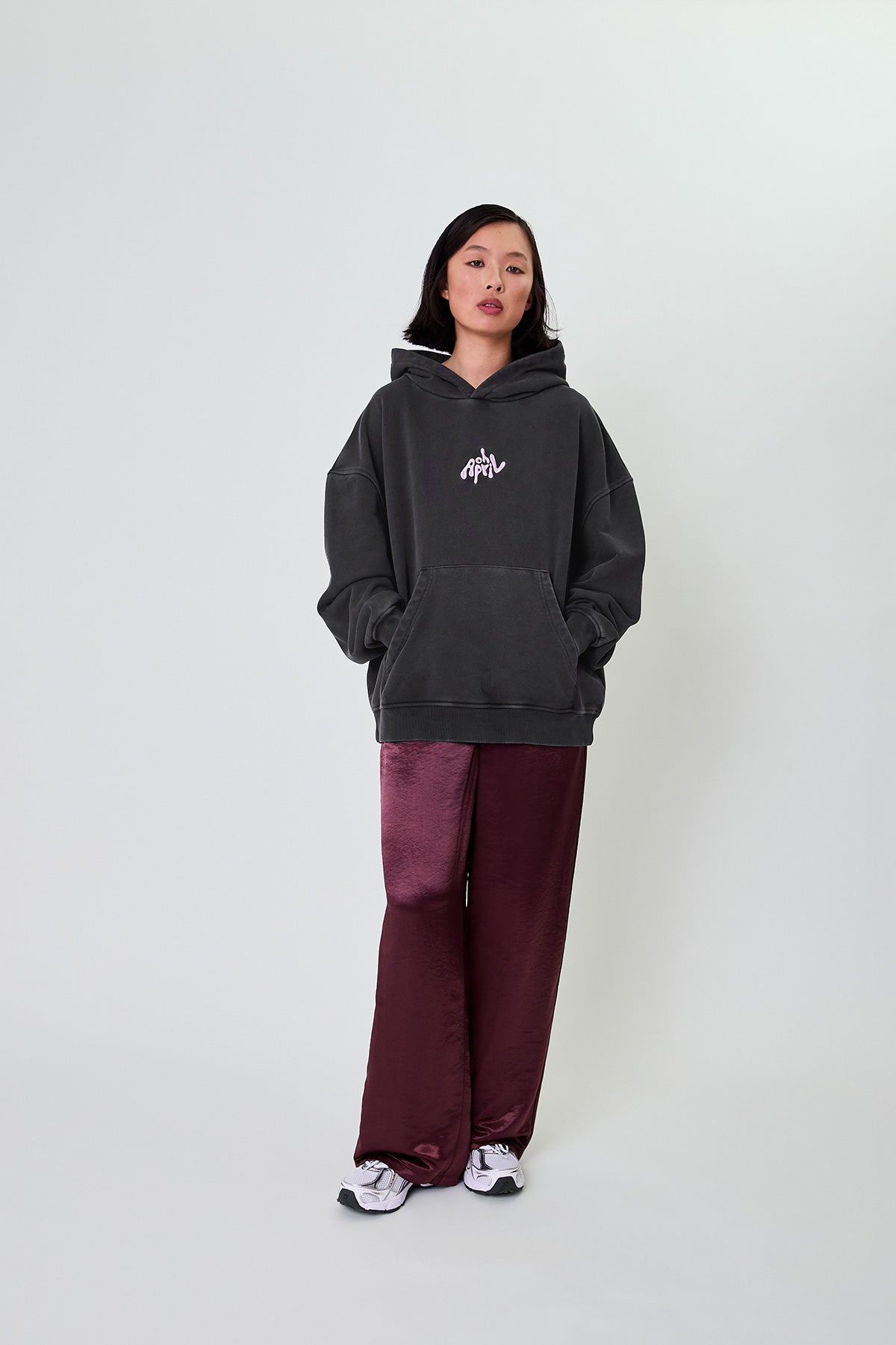 Boyfriend Hoodie Fluffy Dark Grey Acid