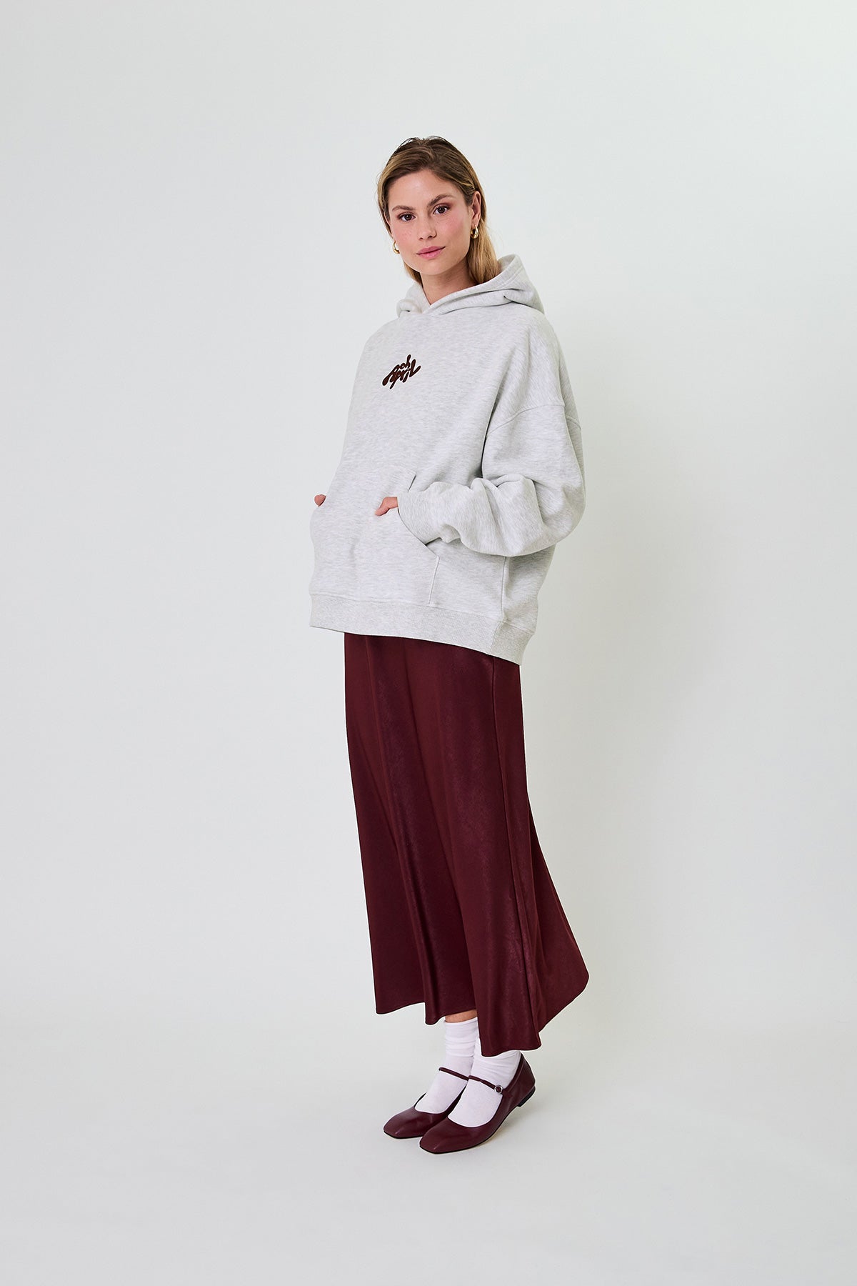 Boyfriend Hoodie Fluffy Grey Melange