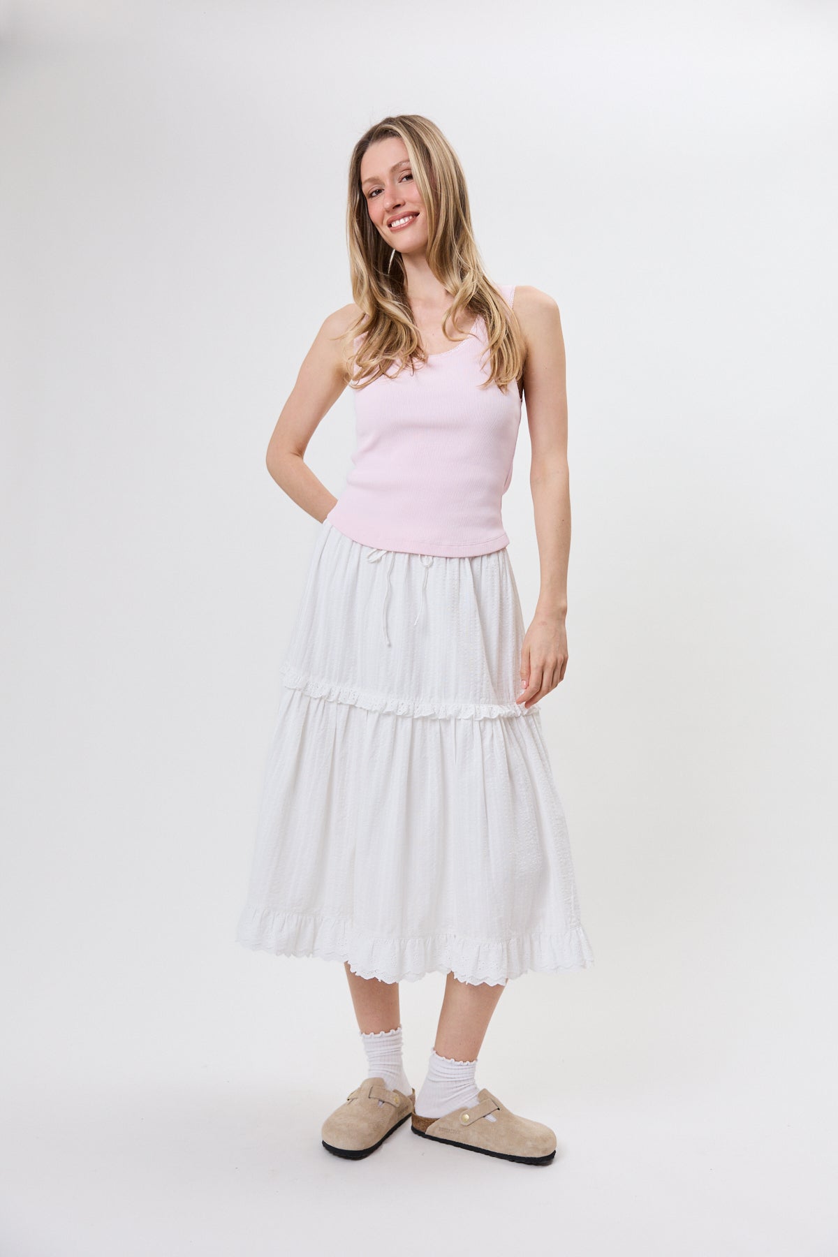 Christel Midi Skirt White
