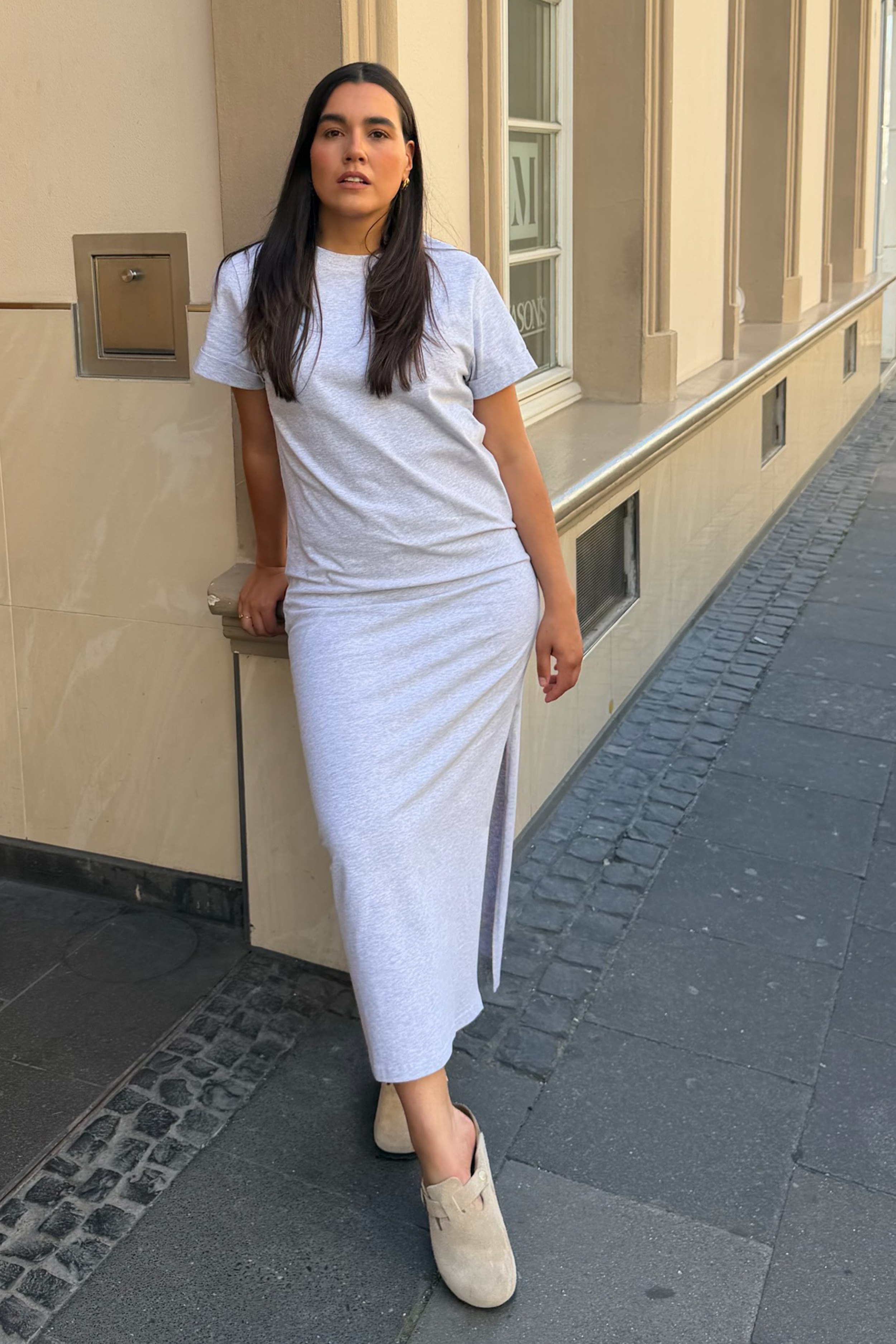 Juli Maxi T-Shirt Dress Grey Melange
