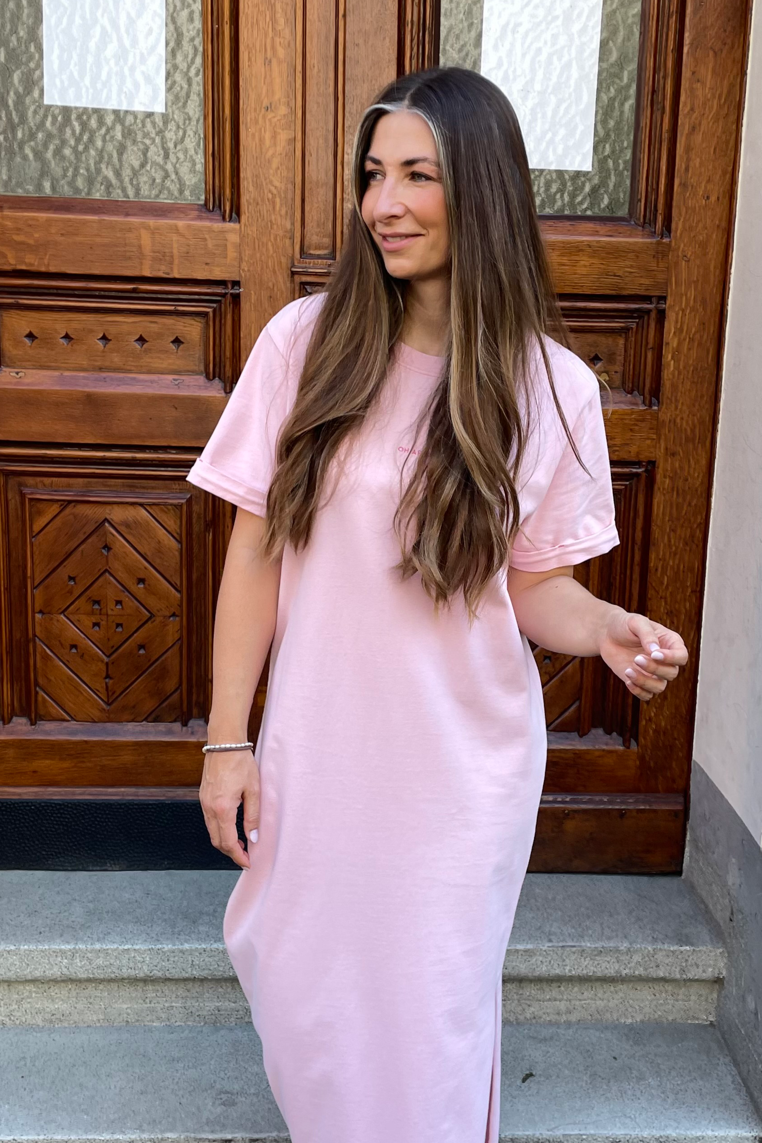 Juli Maxi T-Shirt Dress Baby Rose