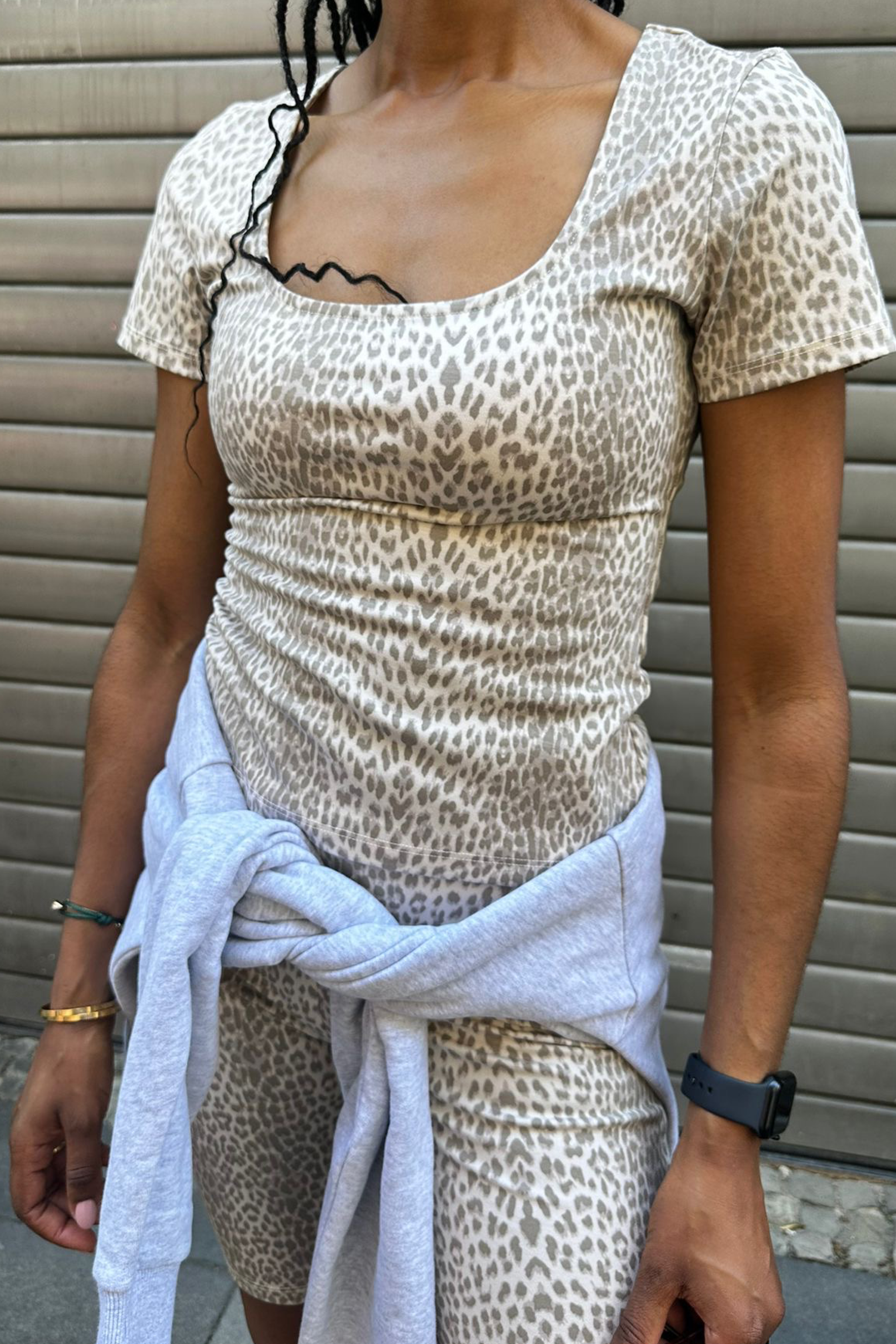Kalina Slim Fit T-Shirt Micro Leo Beige