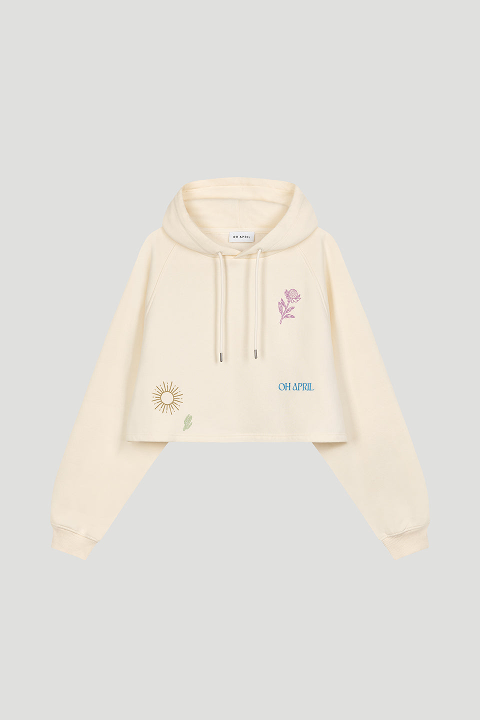 Cropped Hoodie Scribble Soft Sand