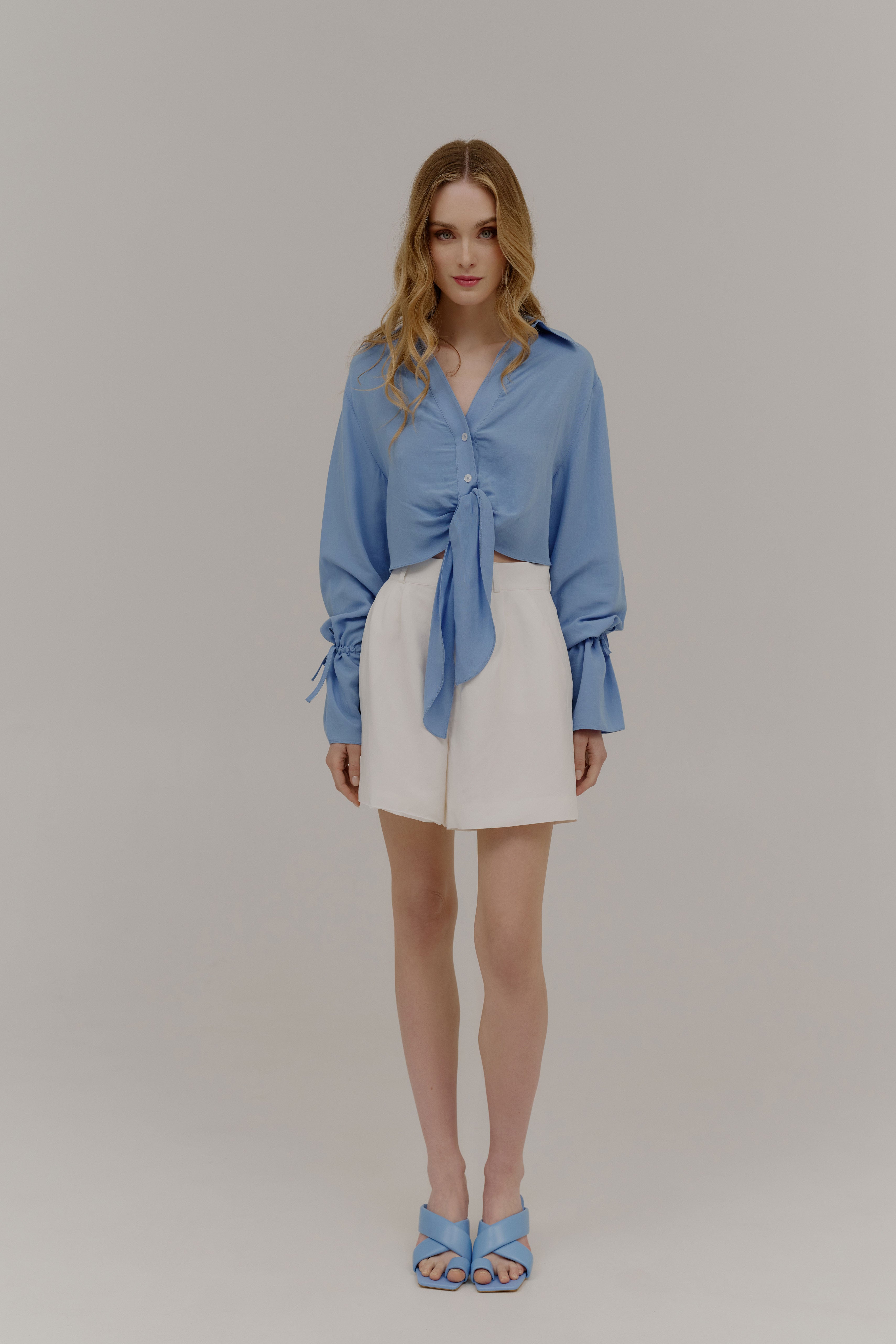 Solène Knot Blouse Azure Blue