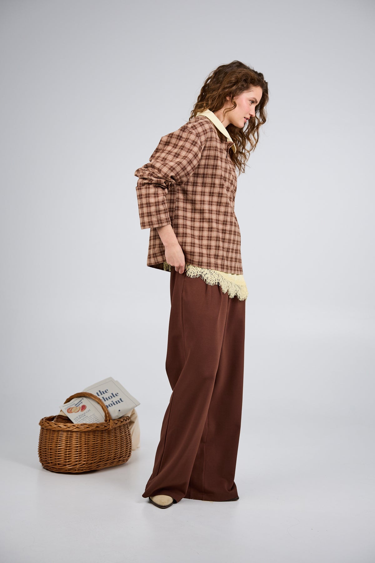 Diana Woven Polo Cocoa Dust Check