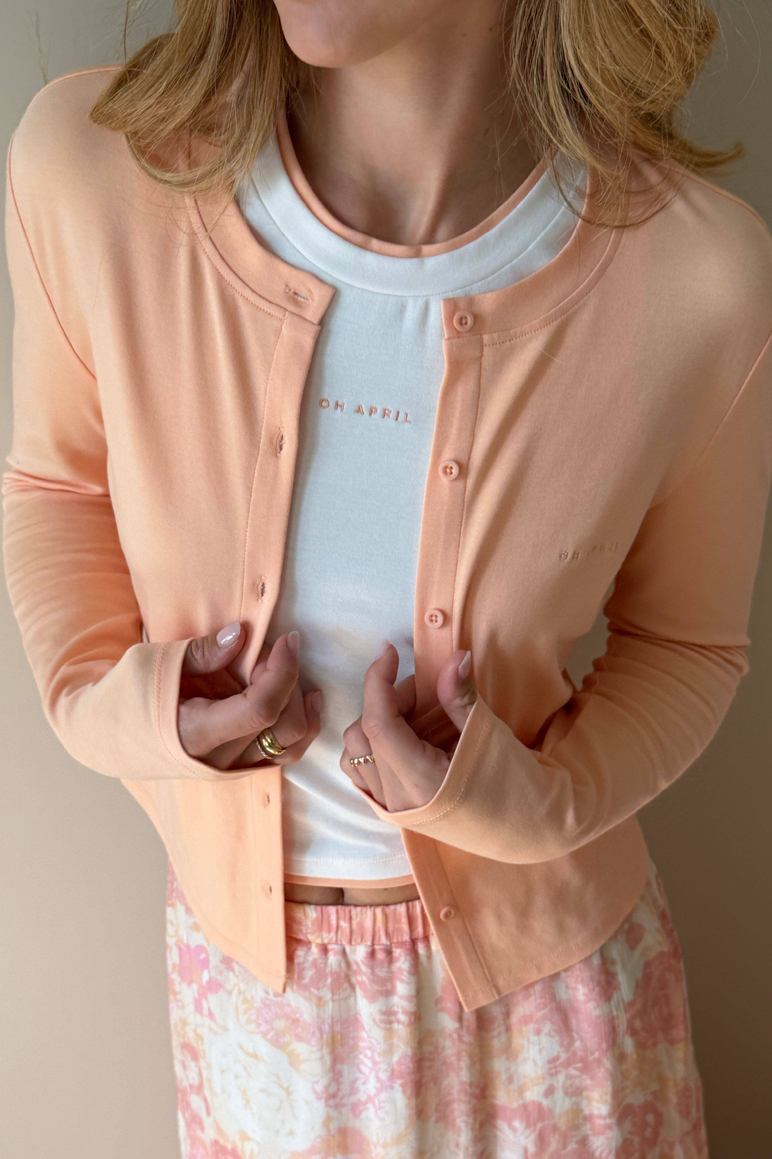 Tima Jersey Cardigan Peach