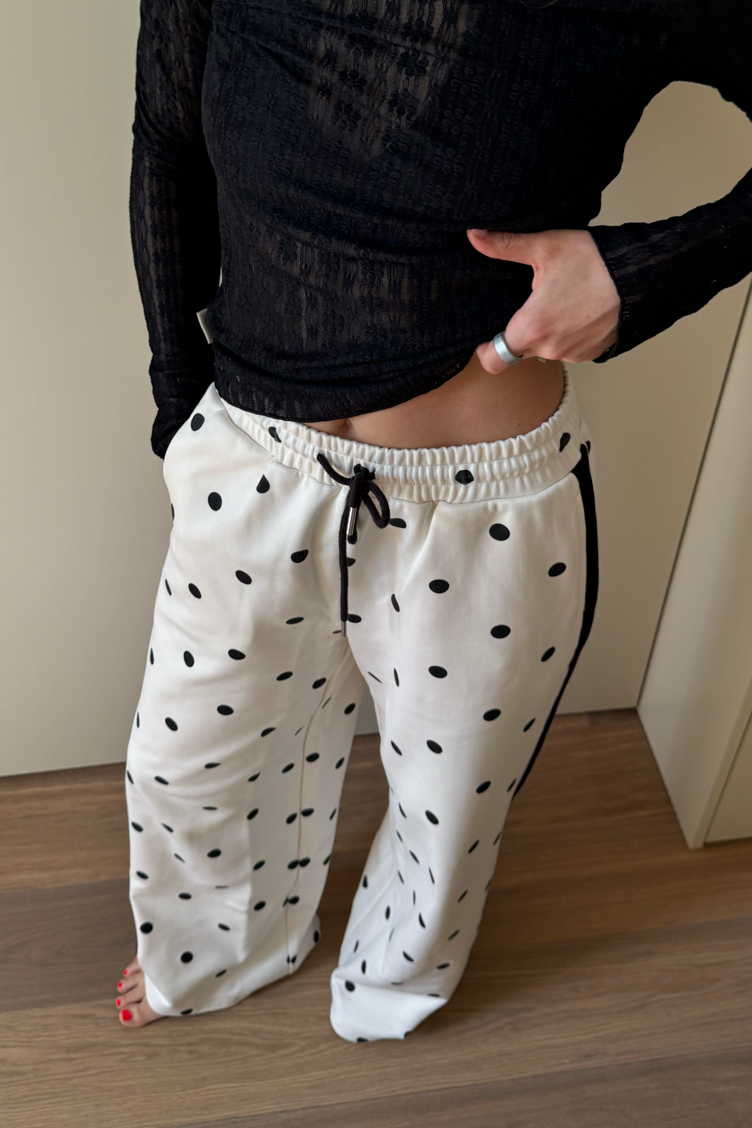 Kael Trackpants Off White Polkadot