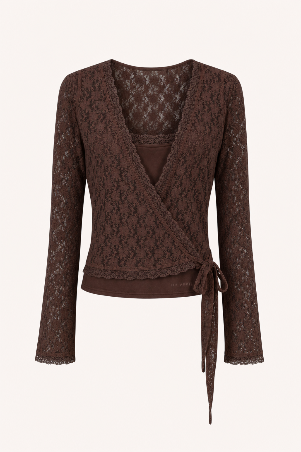 Sylva Lace Wrap Cardigan Dark Brown