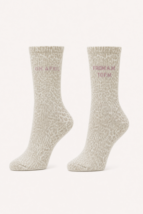 Lotta Ripped Socks Micro Leo Beige