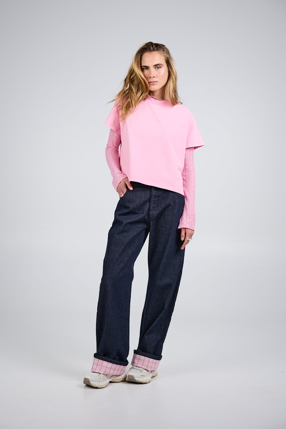 Ella Boxy T-Shirt Petal Cream Acid