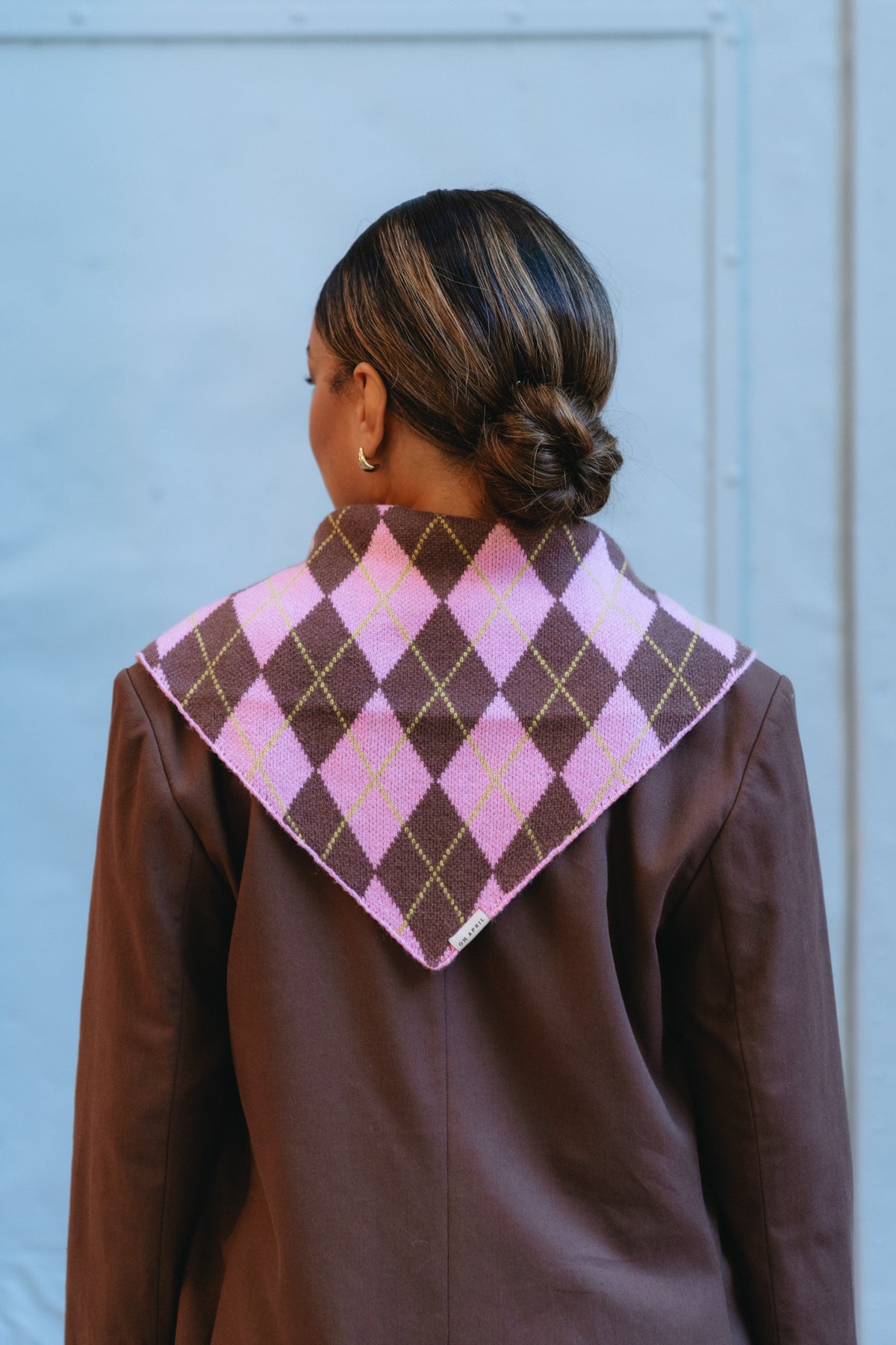 Elsie Triangle Scarf Dark Brown Argyle