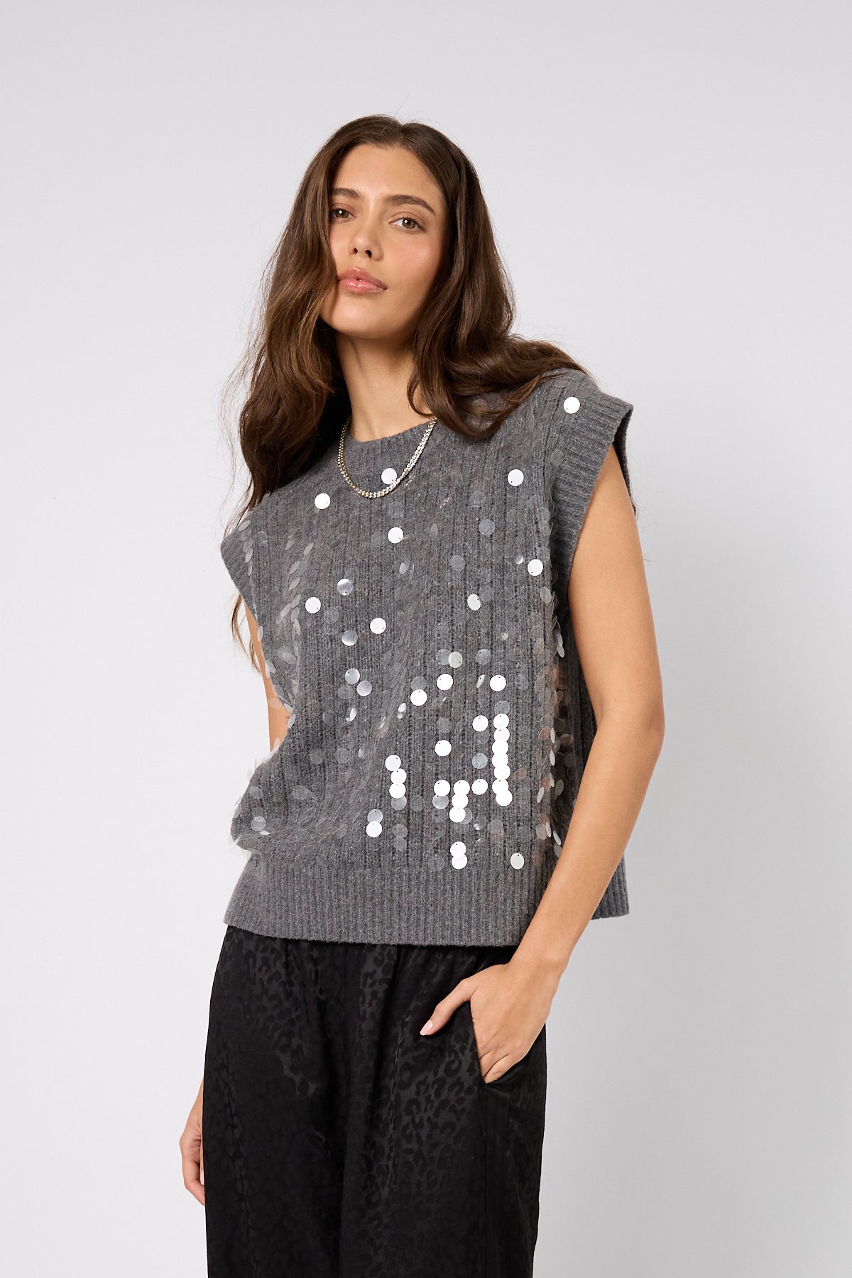 Fia Knit Vest Graphite