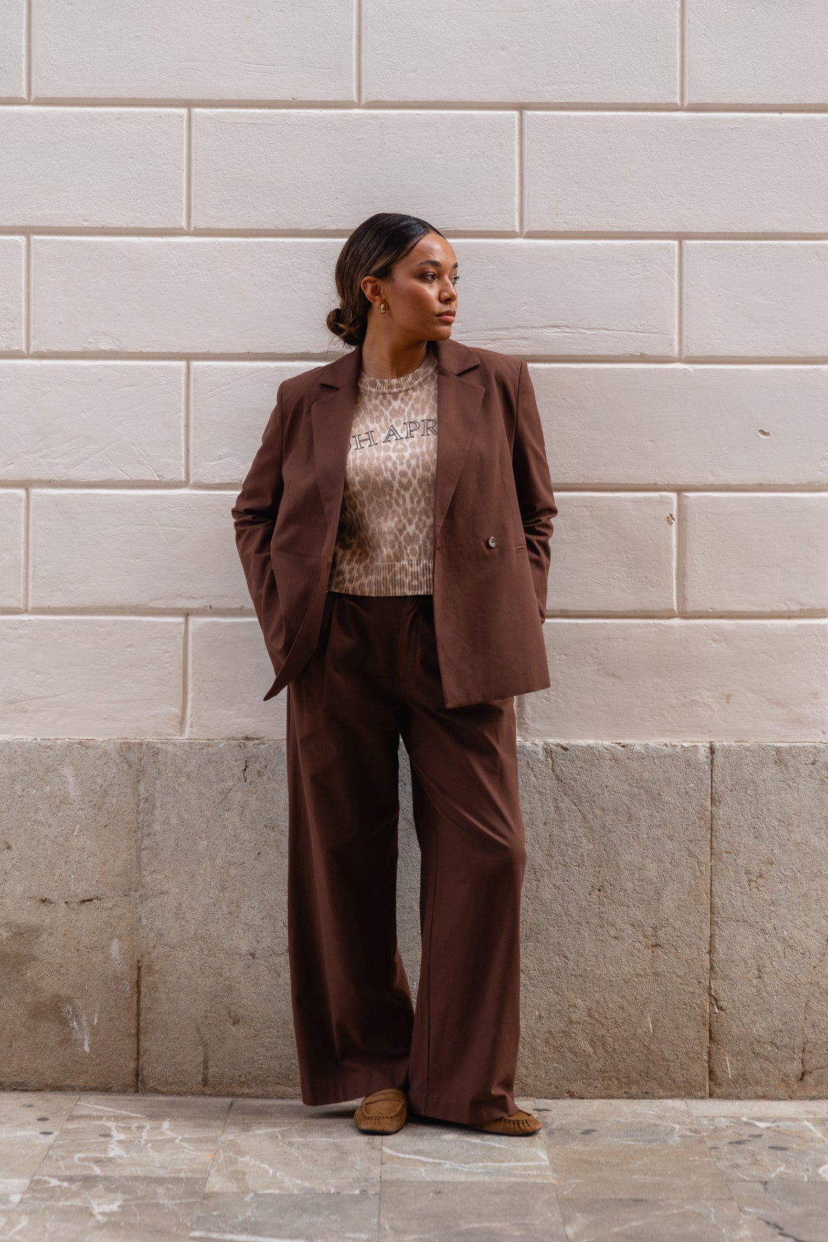 Isalie Asymmetric Blazer Dark Brown