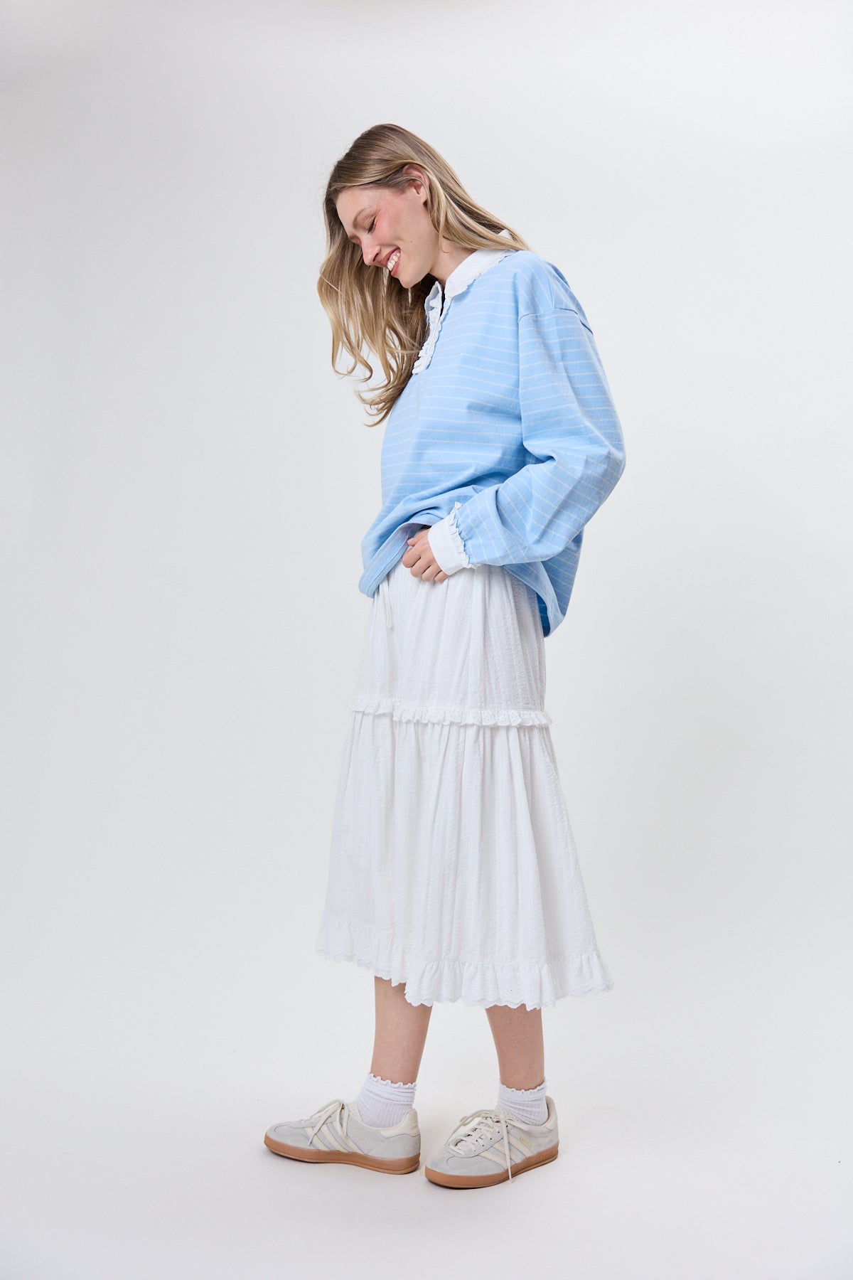 Jolina Lace Polo Sky Blue