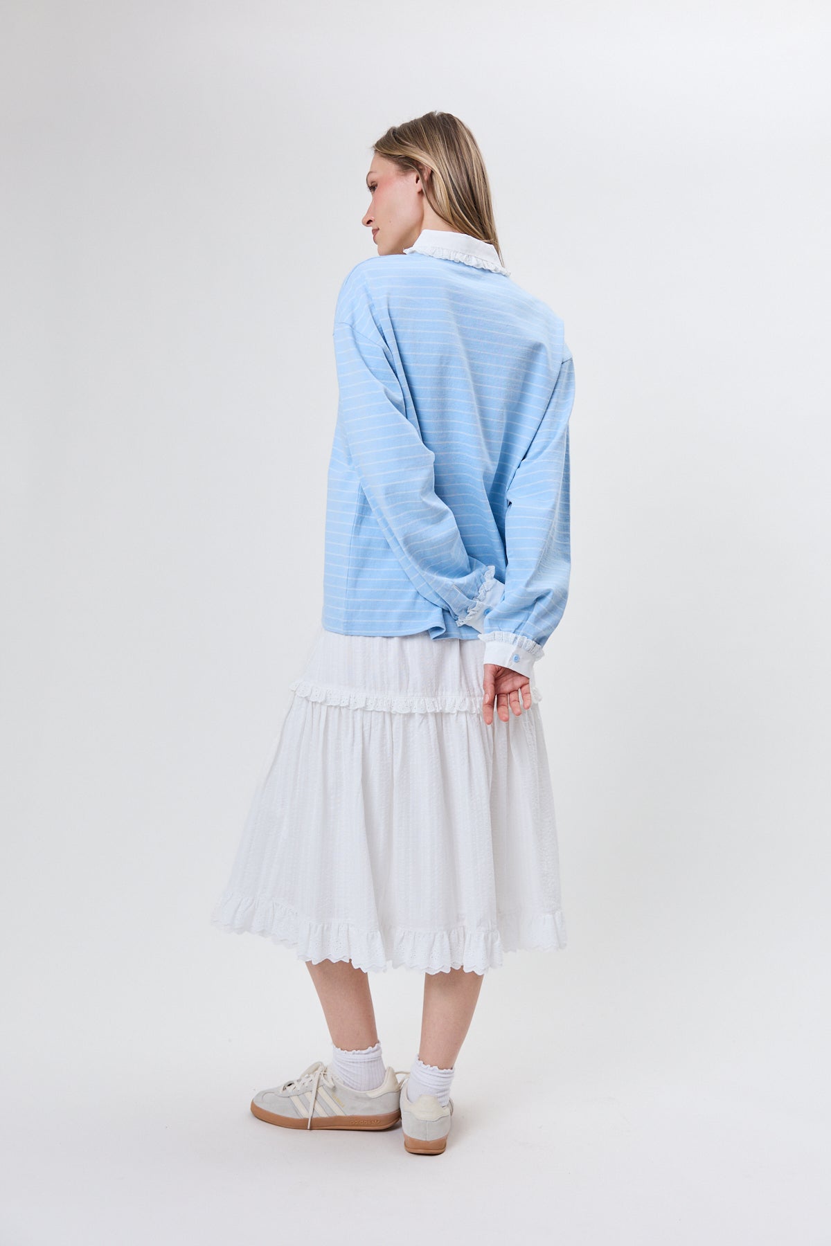 Jolina Lace Polo Sky Blue