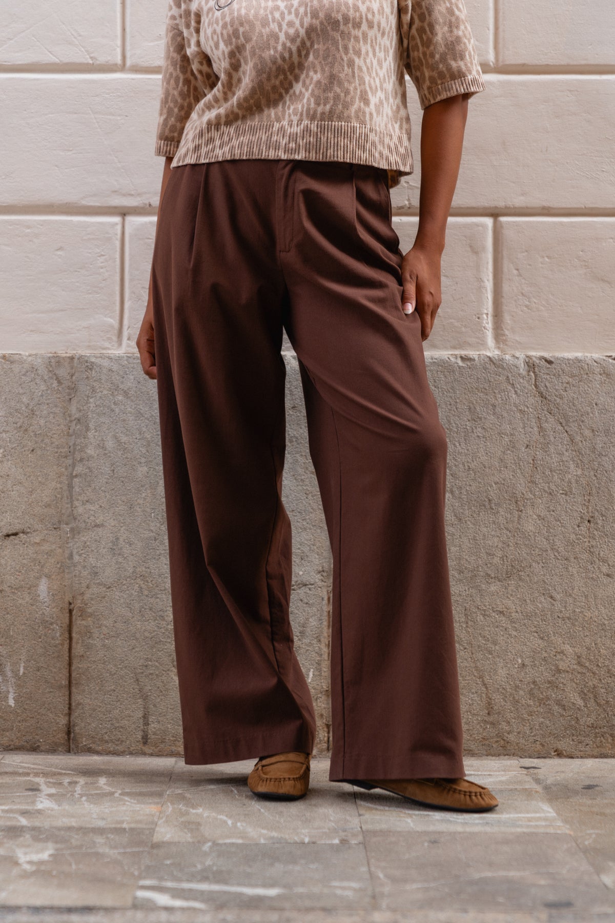 Jovie Pleated Trousers Dark Brown