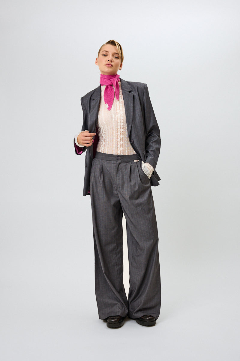 Leana Pleated Trousers Pinstripe
