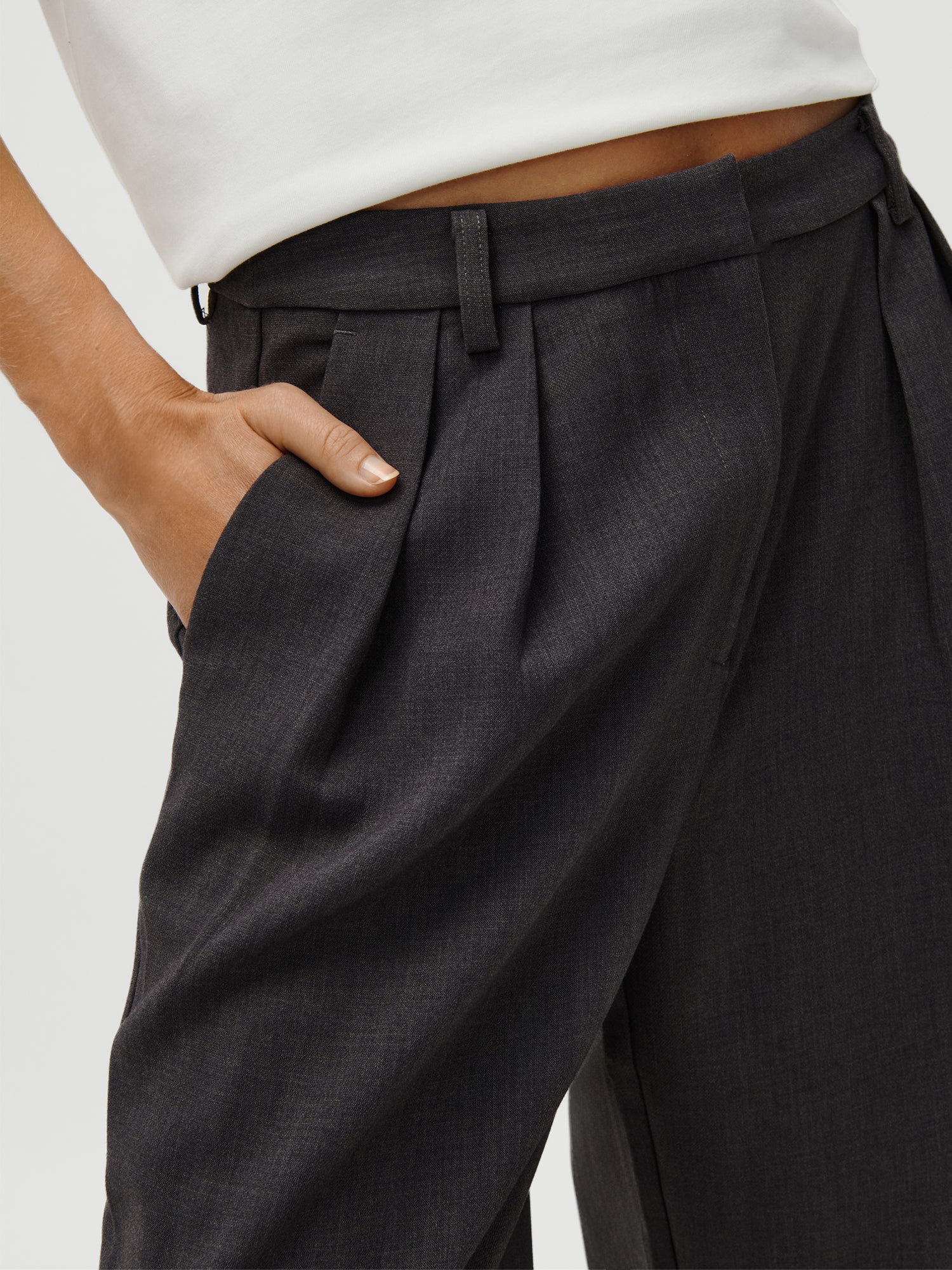 Franja Pants Regular Dark Grey Melange