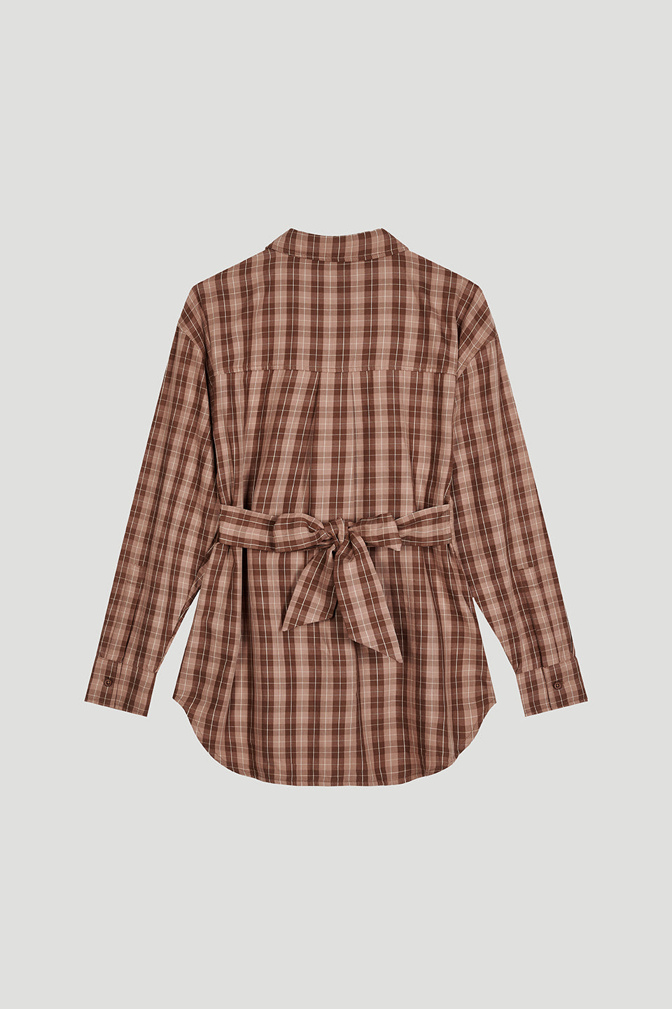 Lilia Oversized Shirt Cocoa Dust Check