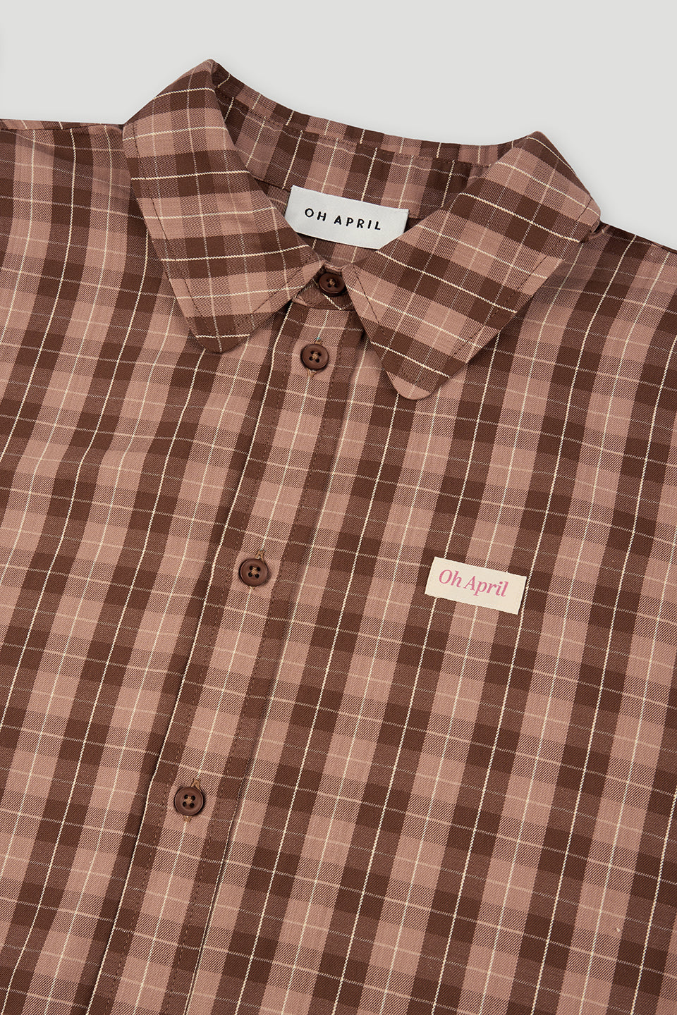 Lilia Oversized Shirt Cocoa Dust Check