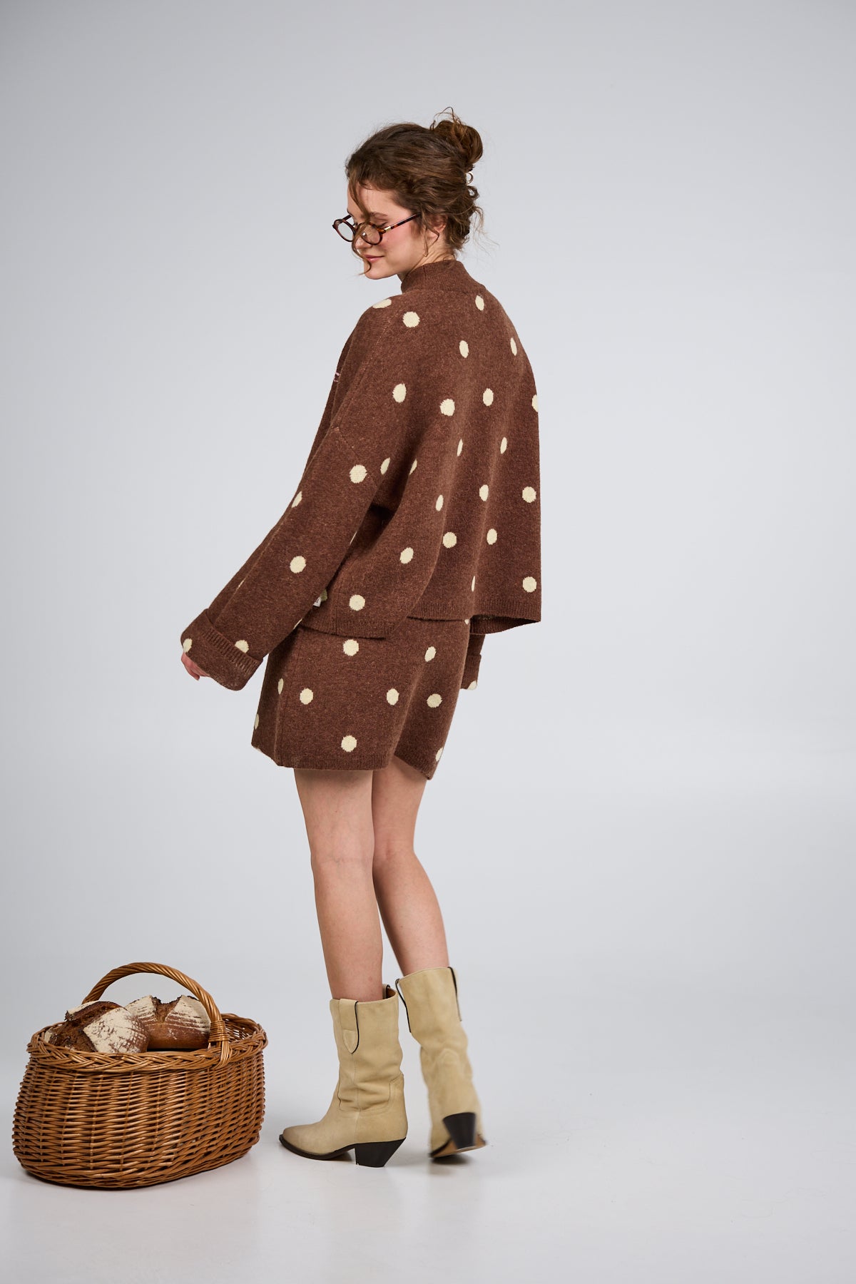 Liora Knit Jumper Cocoa Dust Polkadot