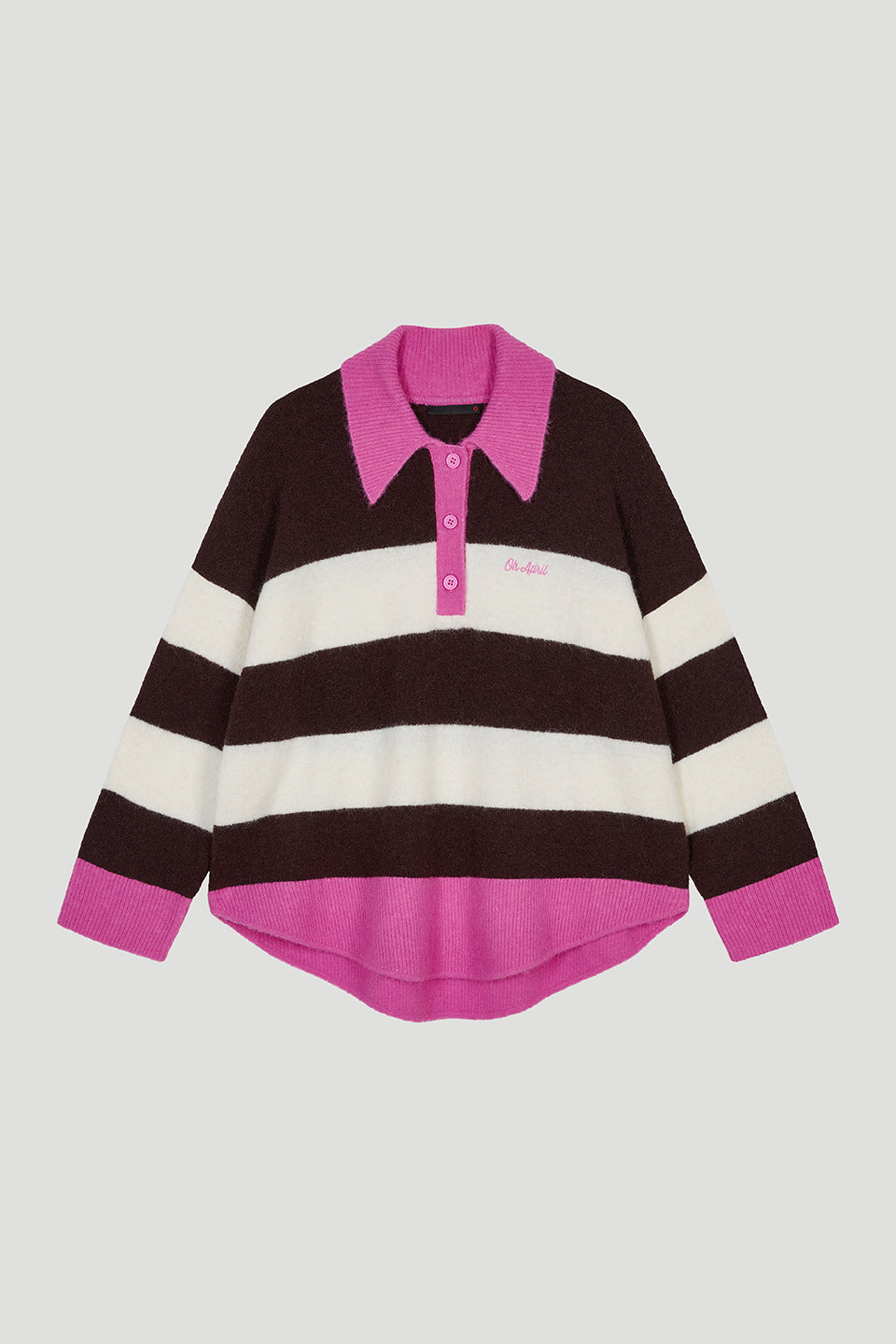 Maya Knit Polo Truffle Stripe