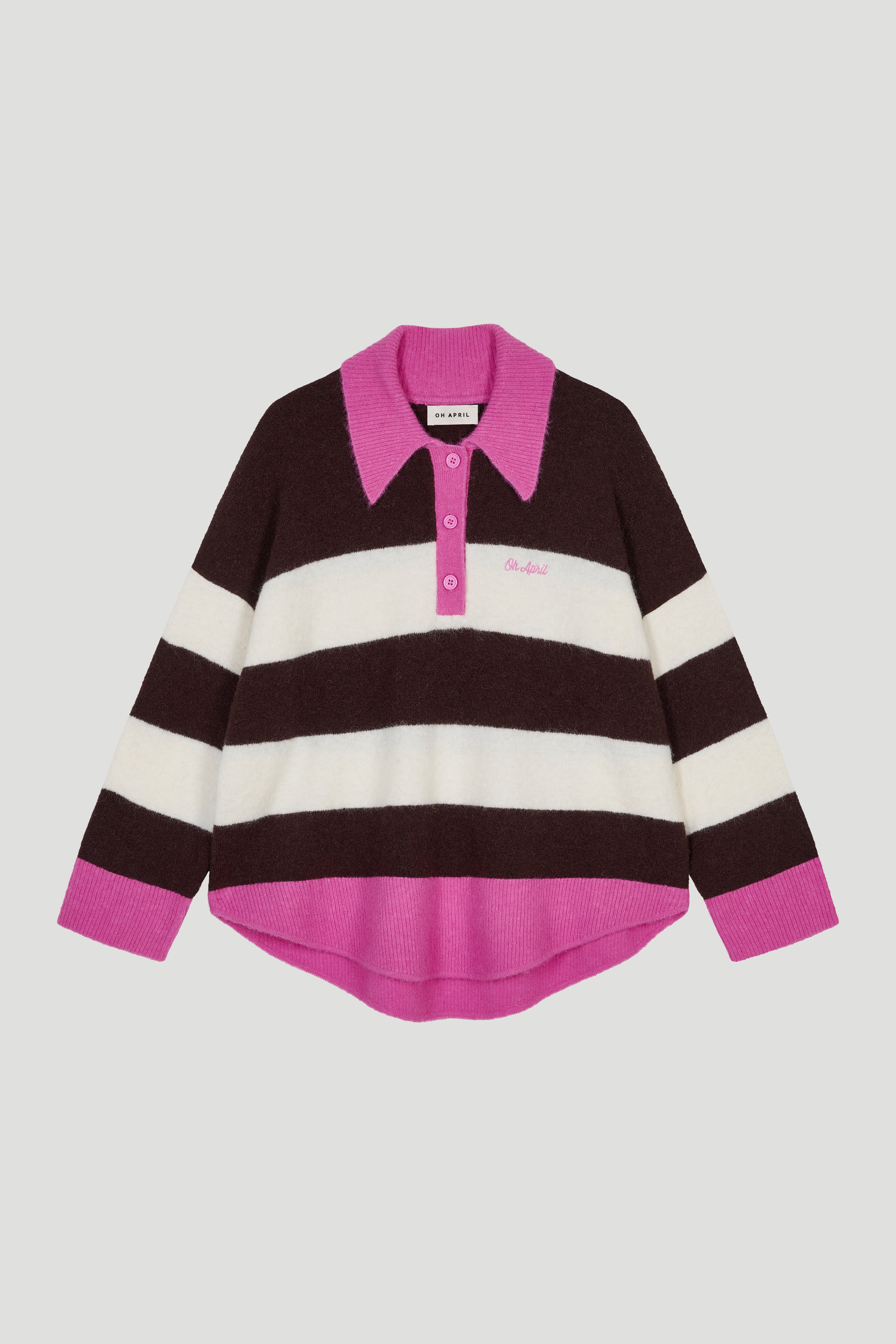 Maya Knit Polo Truffle Stripe