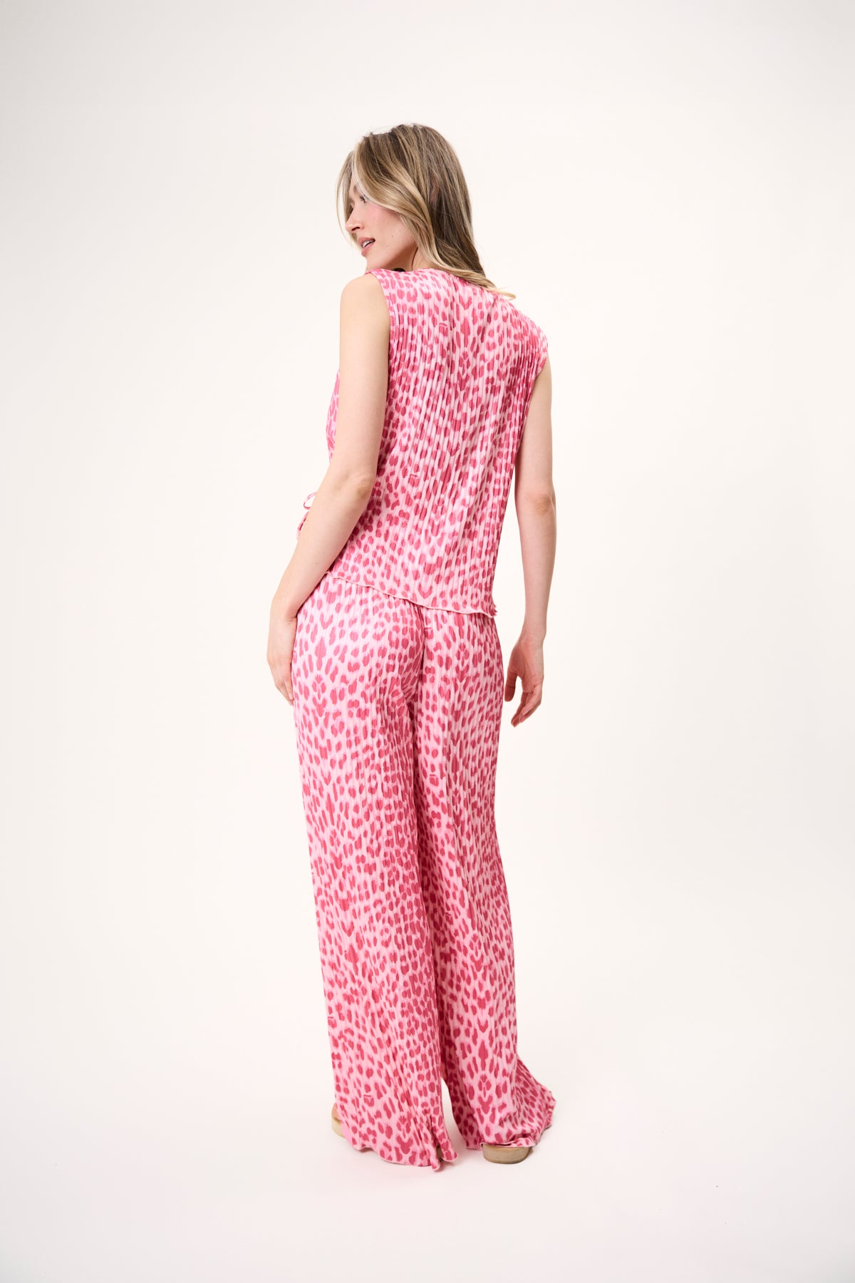 Kiera Plissee Pants Leo Raspberry