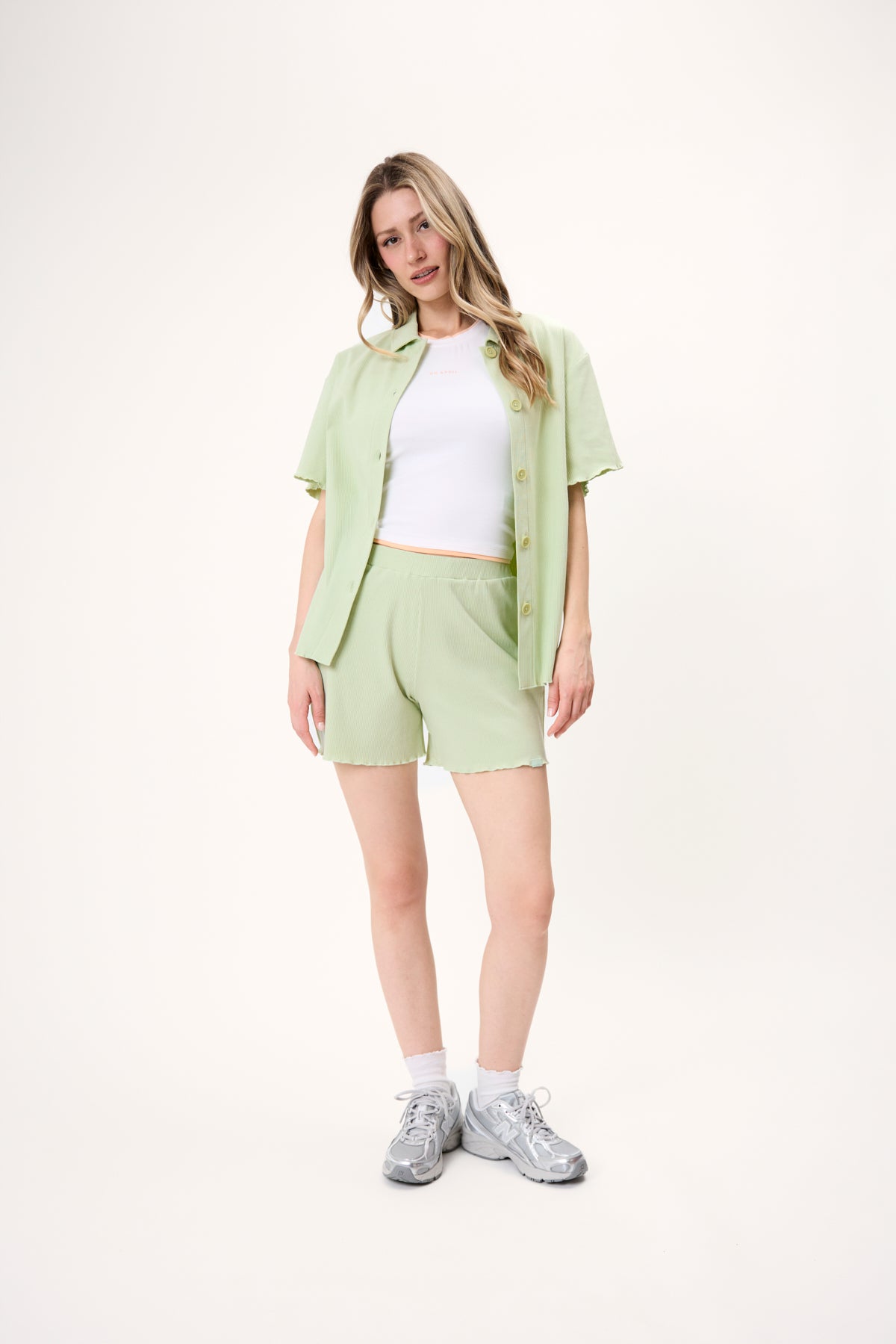 Fleur Short Sleeve Blouse Mint Green