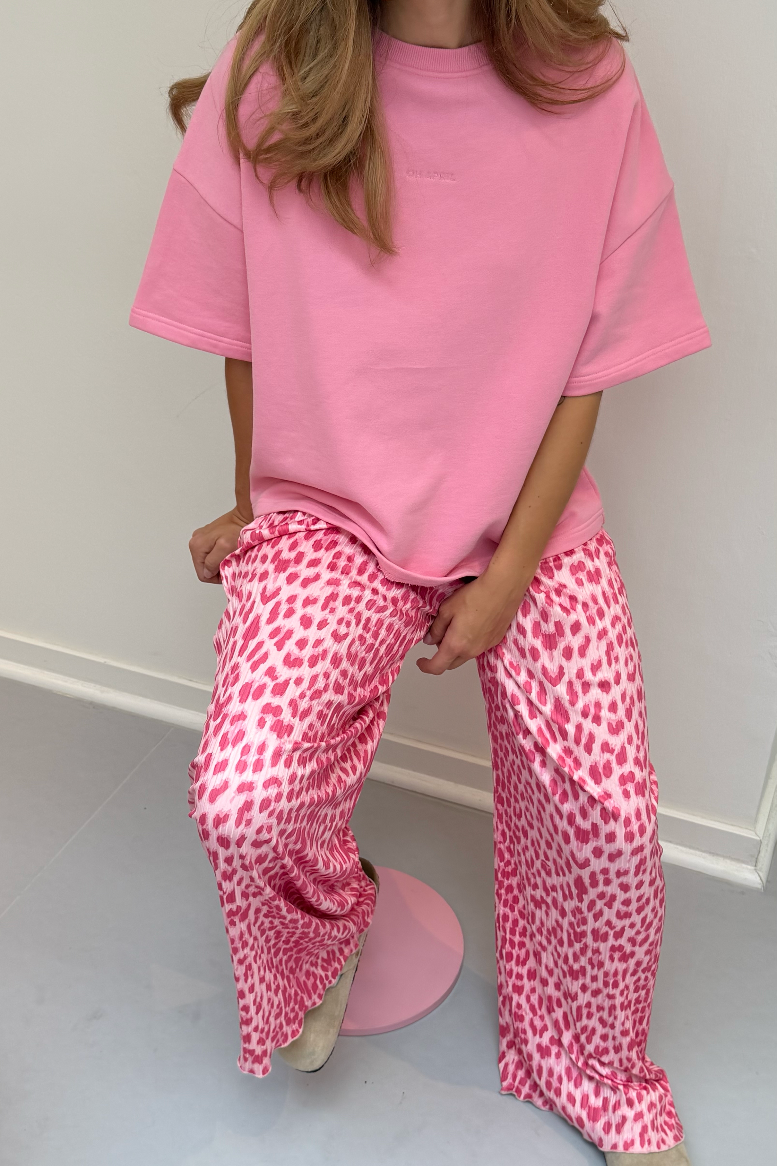 Kiera Plissee Pants Leo Raspberry
