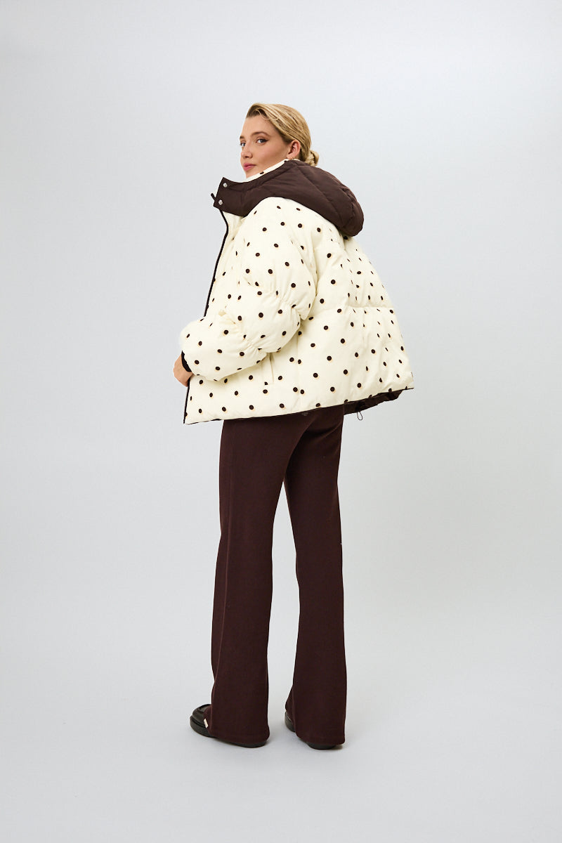 Nicky Puffer Jacket Truffle/Polkadots