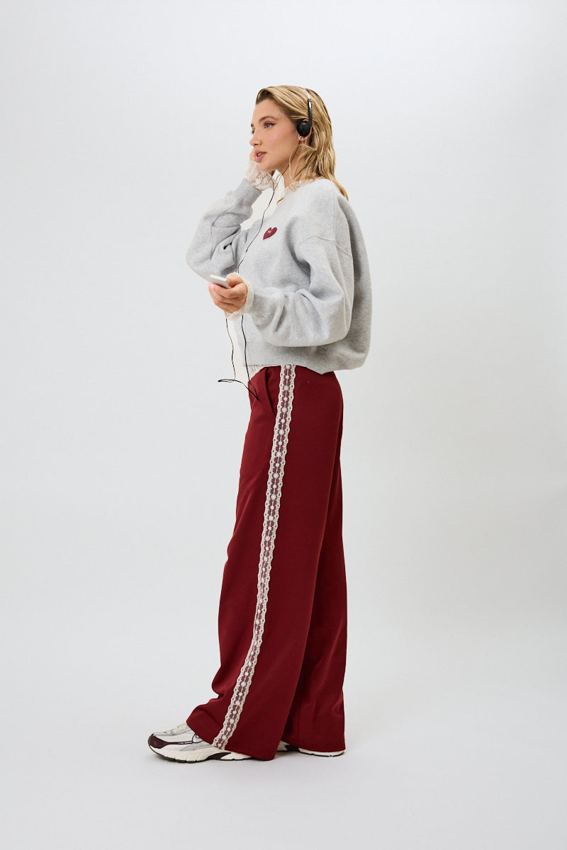 Kael Lace Trackpants Merlot