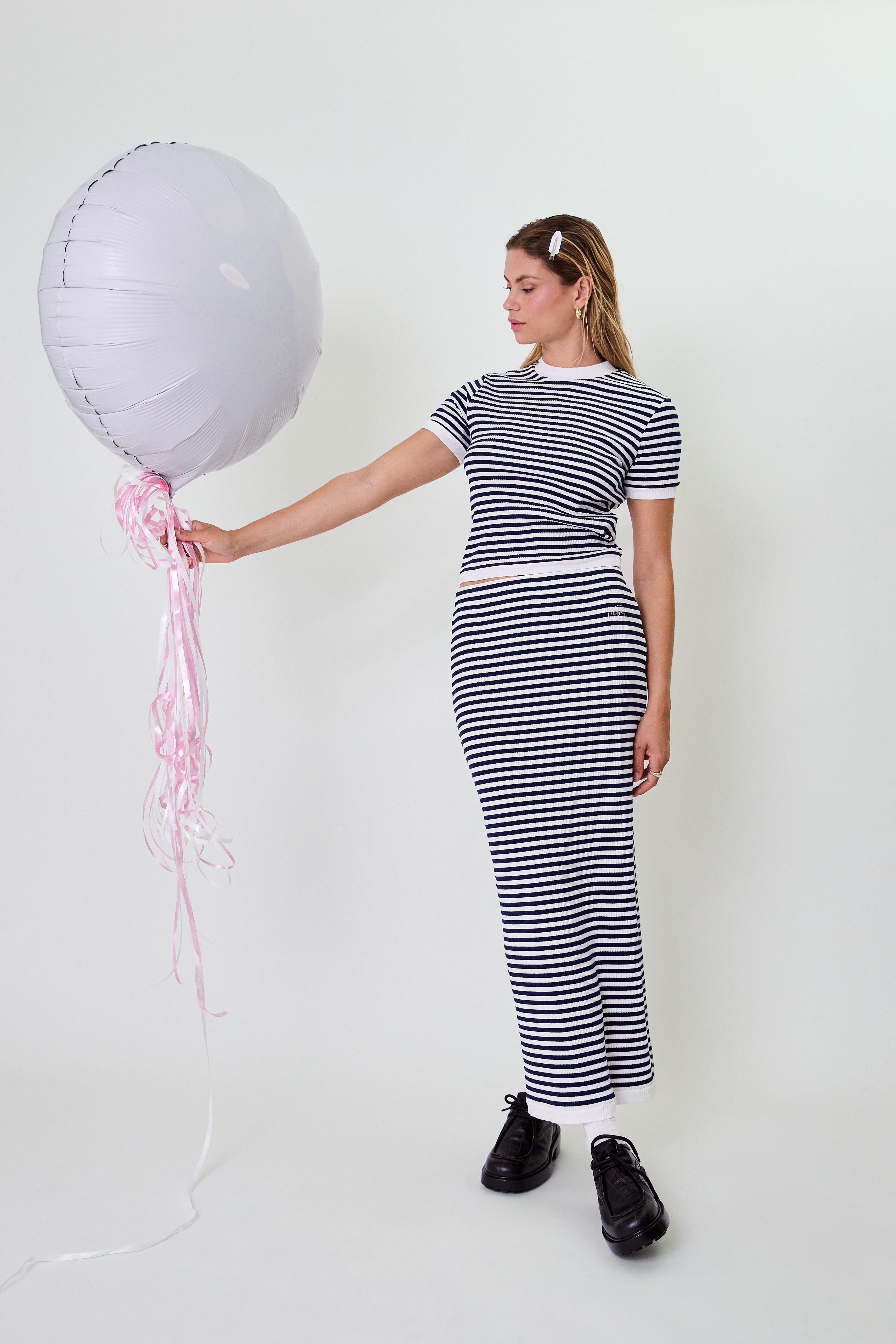 Nuala Striped Tee Blackberry