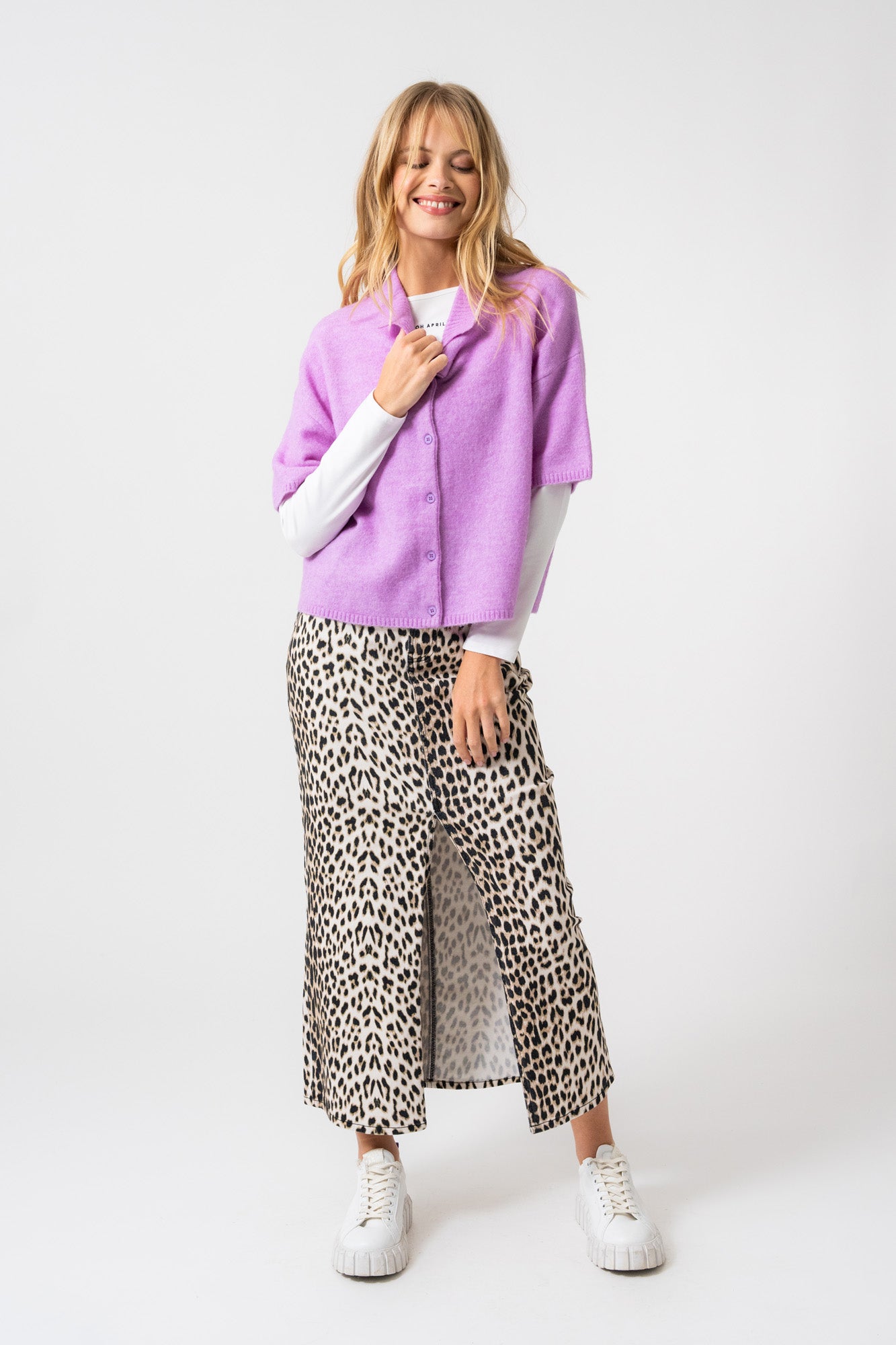 Vina Tee Cardigan Bright Lilac