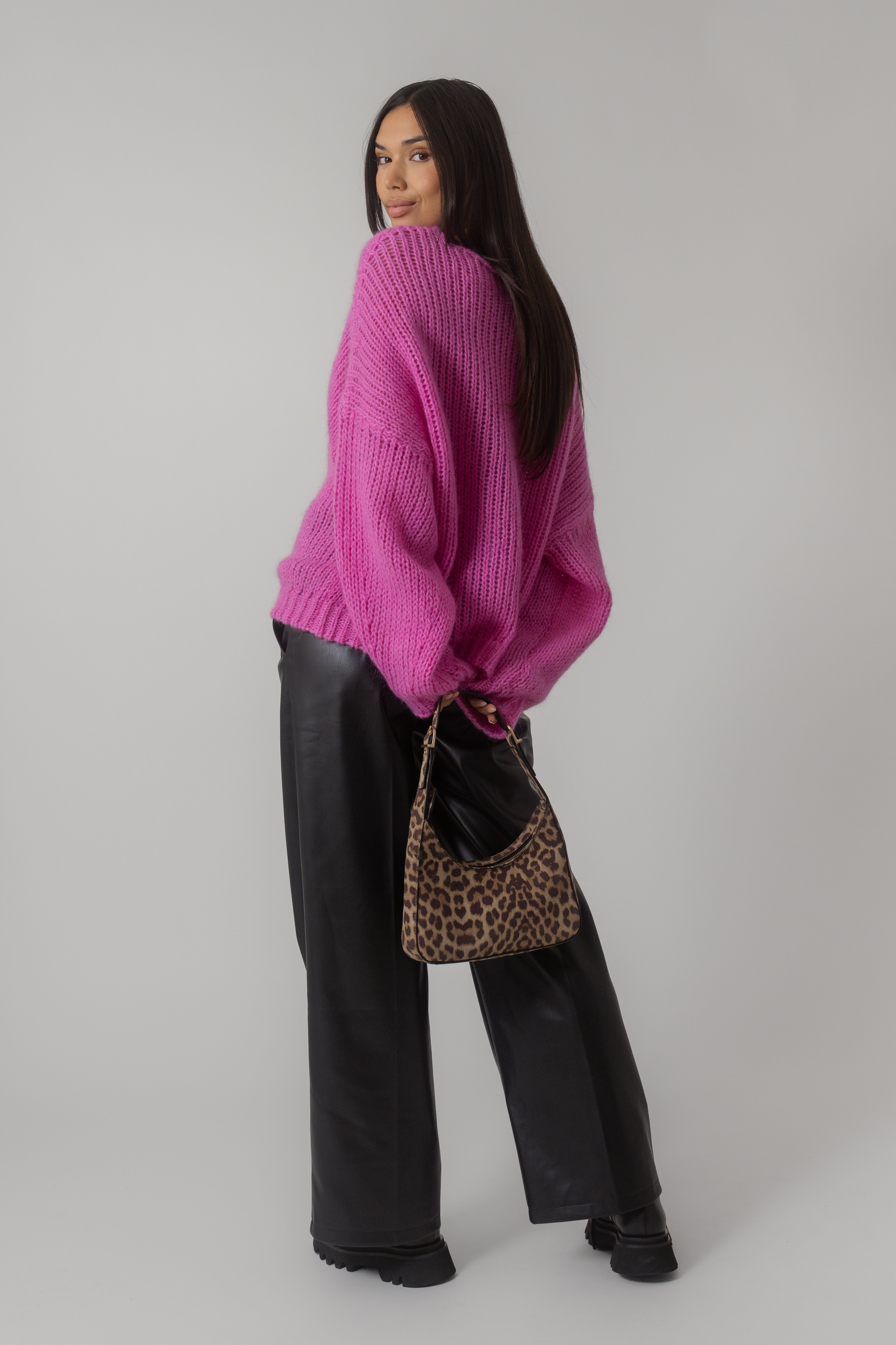 Safa Chunky Knit Jumper Deep Pink