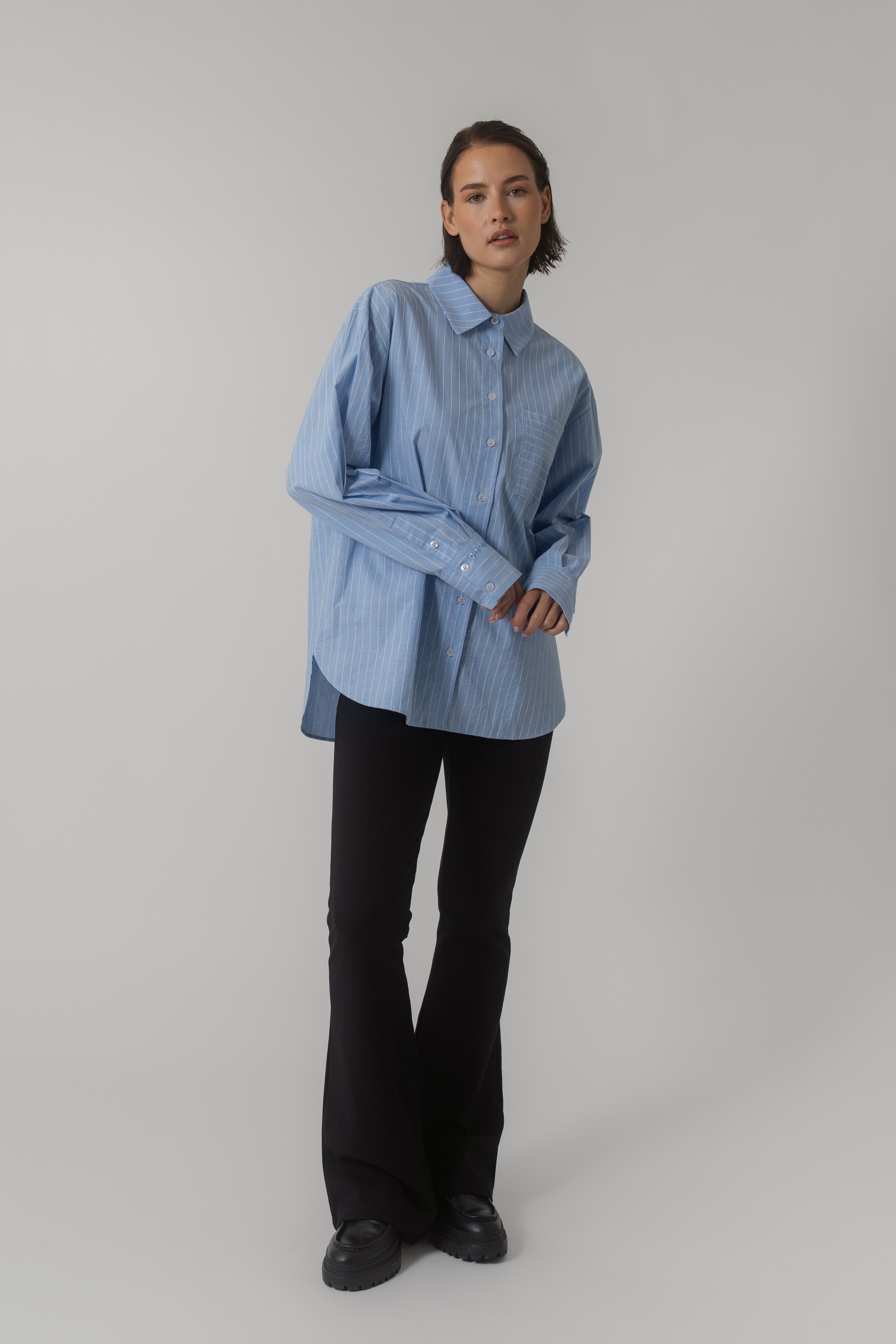 Nia Button Up Shirt Ice Blue