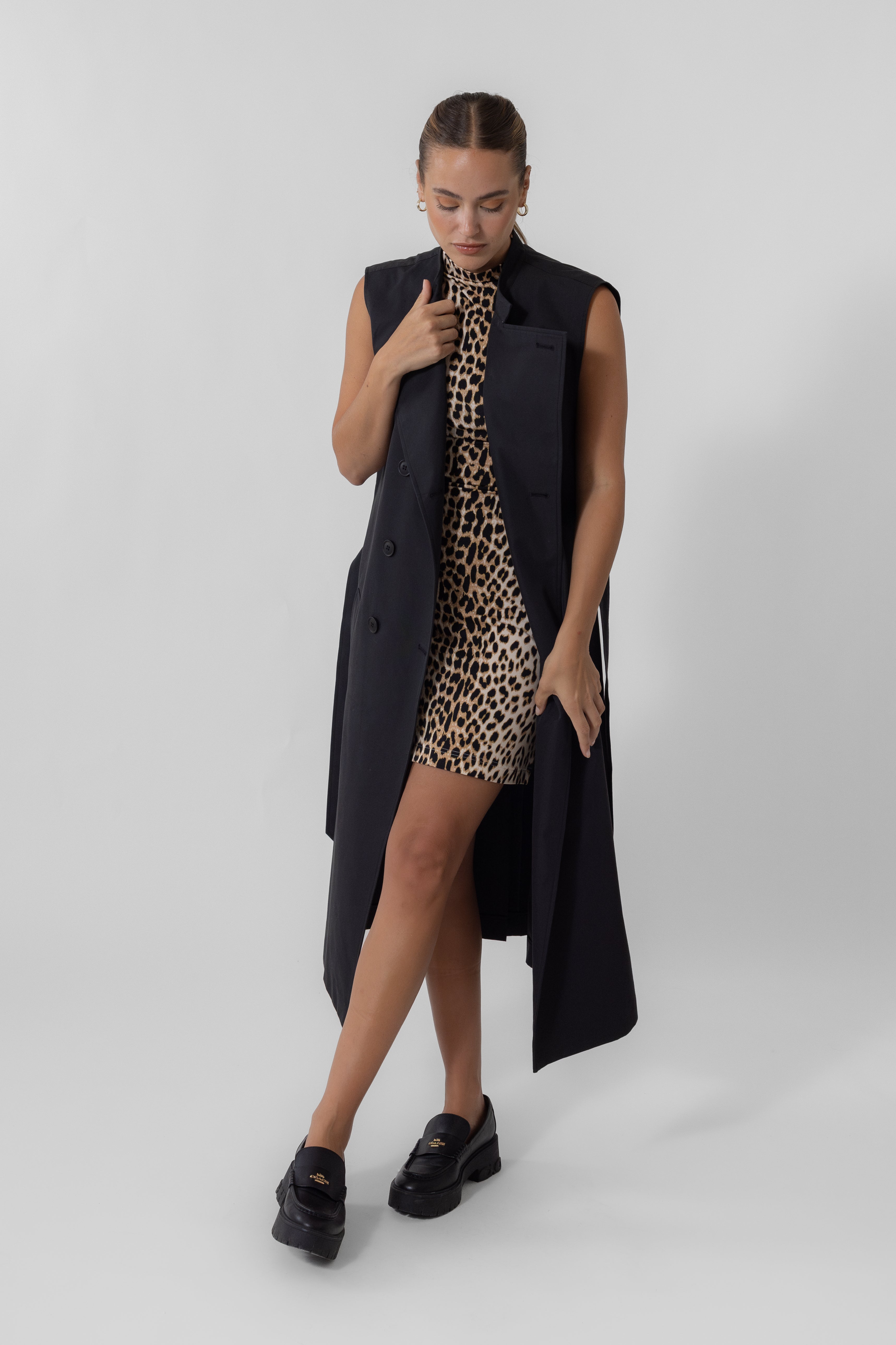 Black dress trench coat on sale