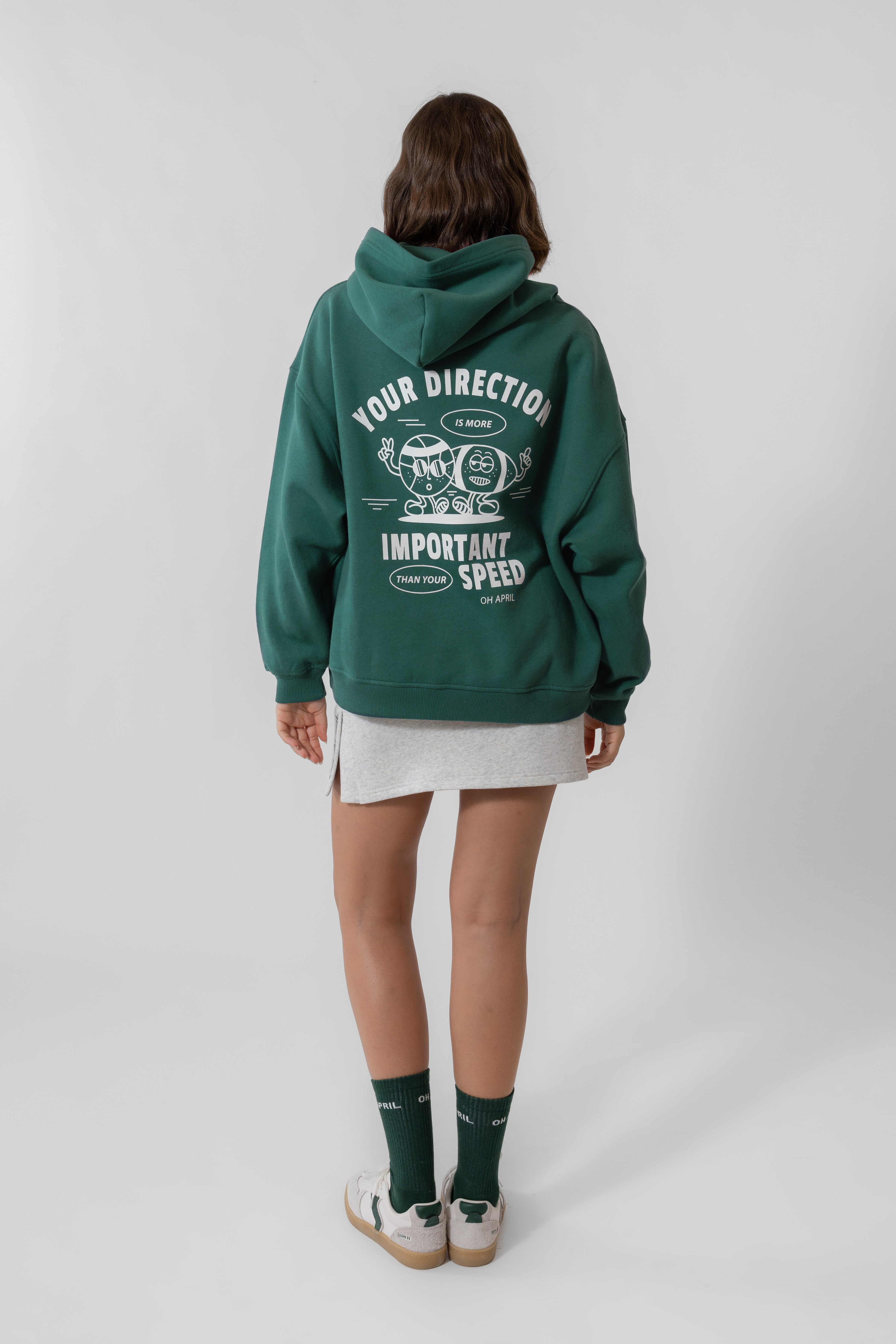 Boyfriend Hoodie Forest Green Cartoon