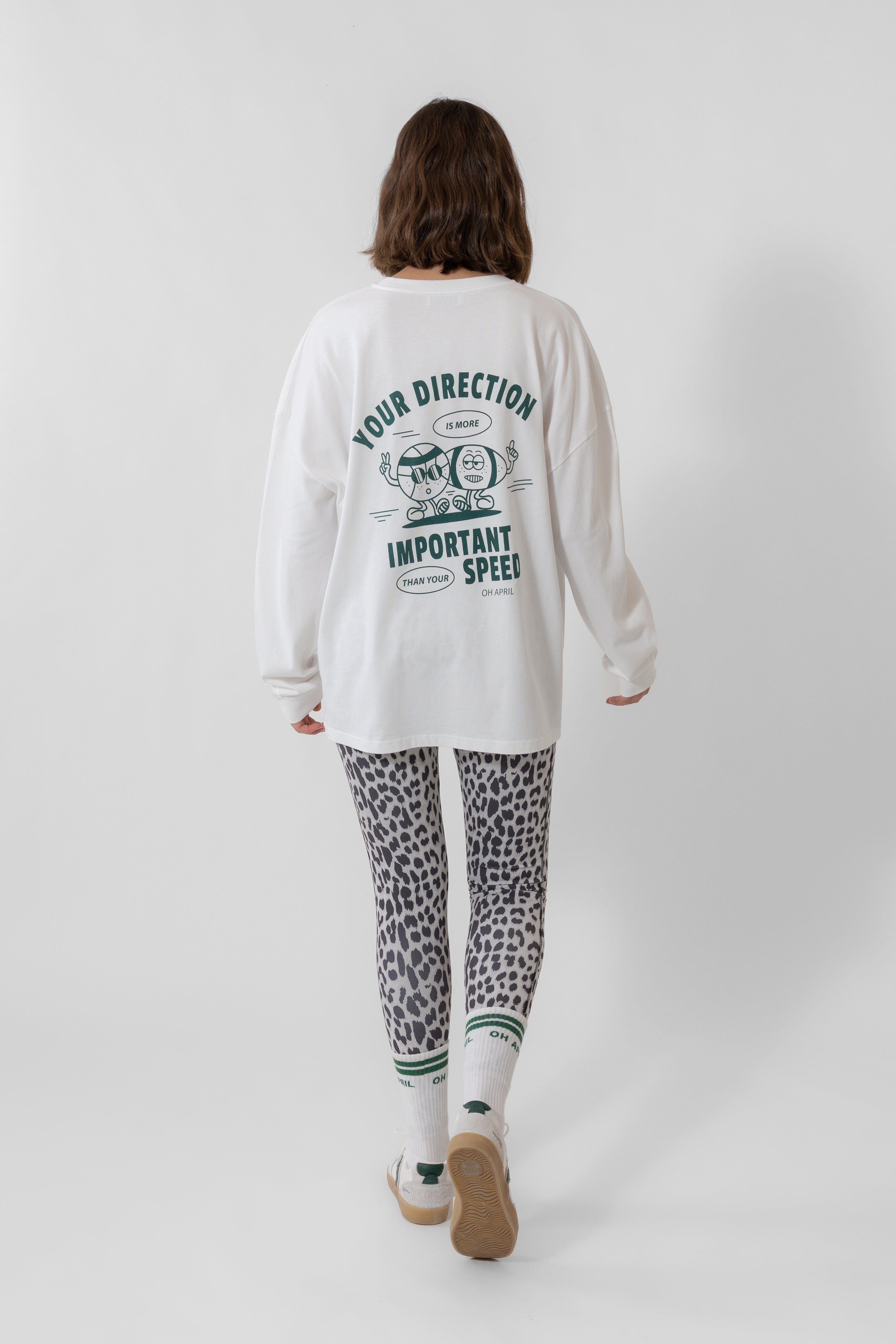 Longsleeve White/Forest Green Cartoon