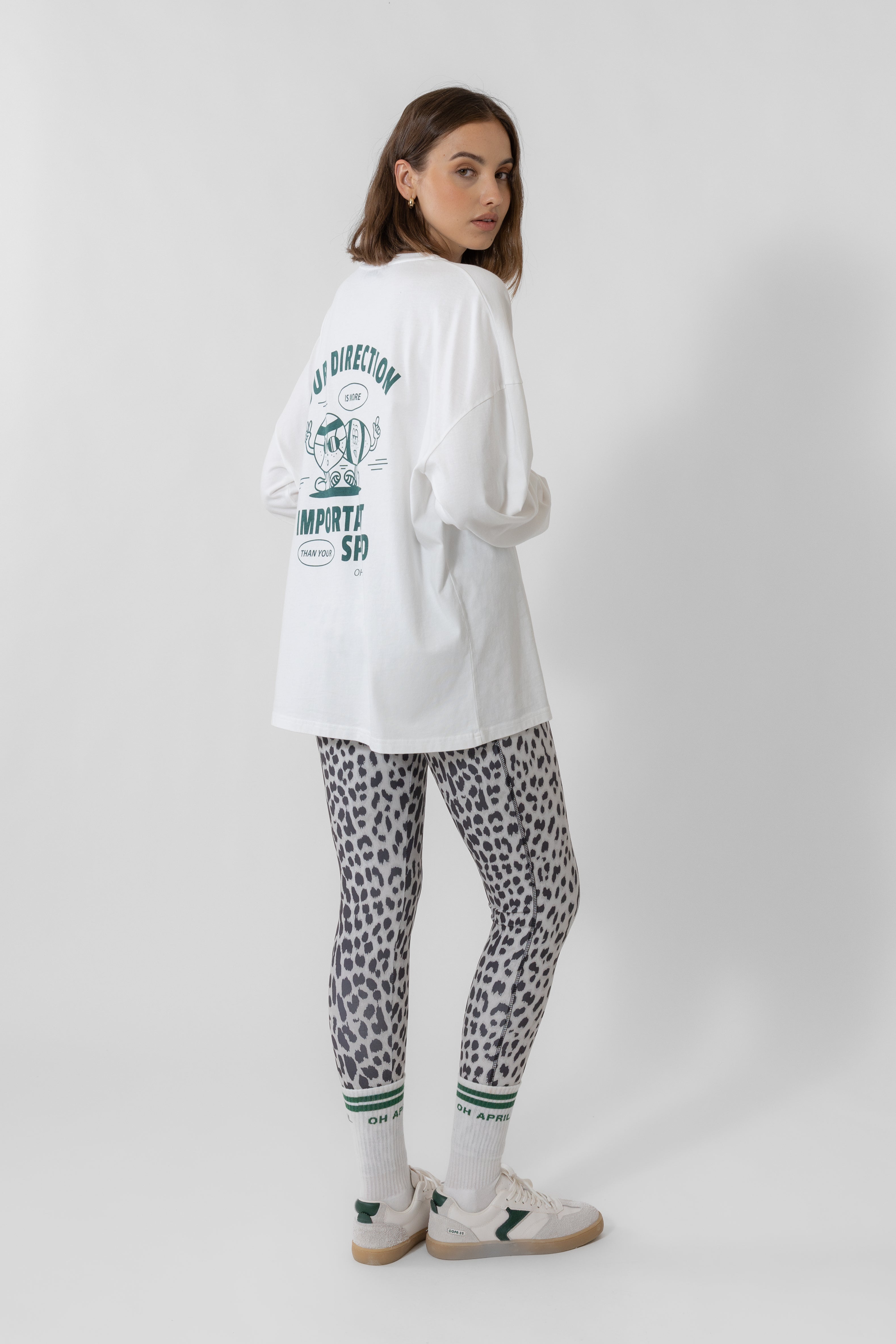 Longsleeve White/Forest Green Cartoon