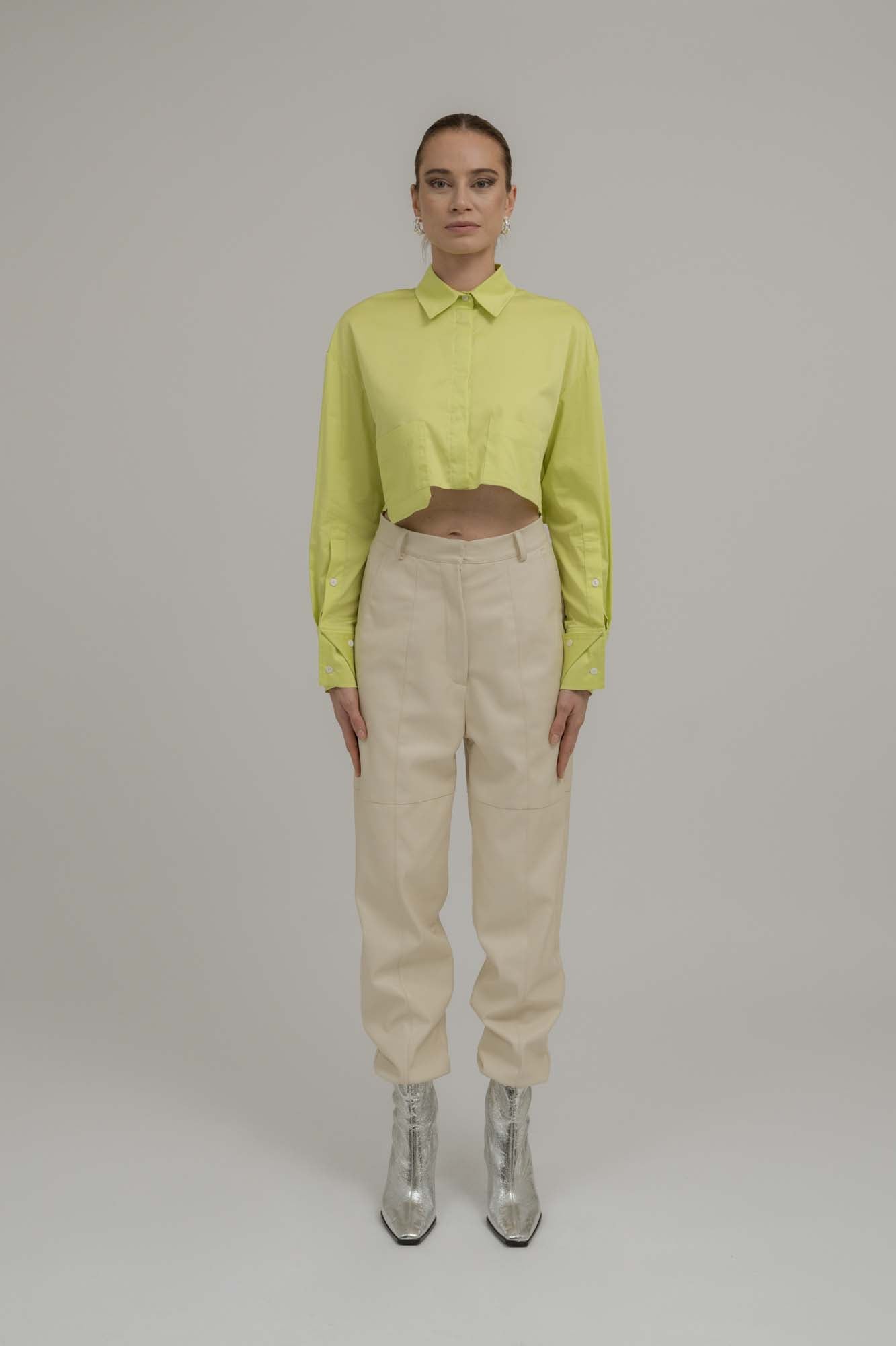 Aria Cropped Blouse Lime