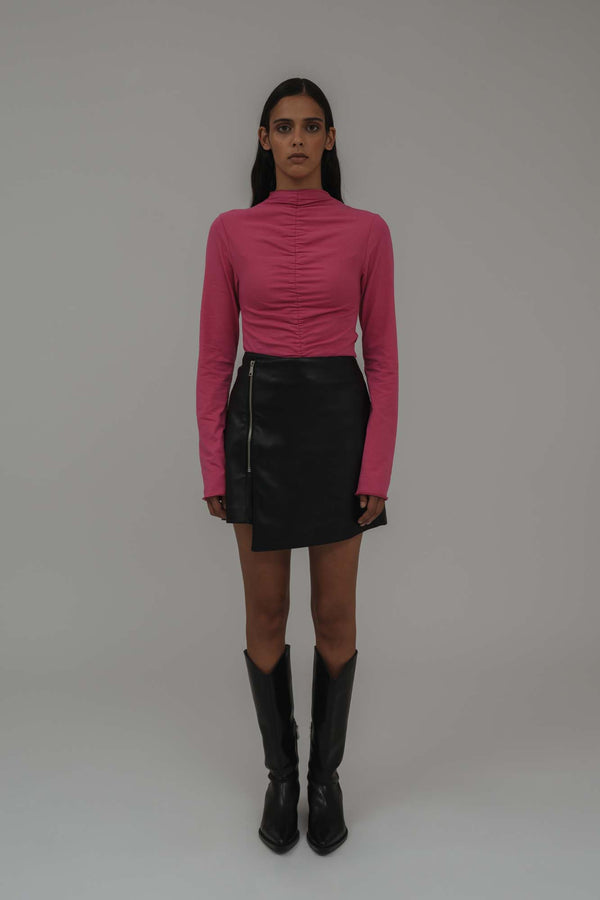 Avie Vegan Leather Mini Skirt Black
