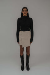 Avie Vegan Leather Mini Skirt Greige
