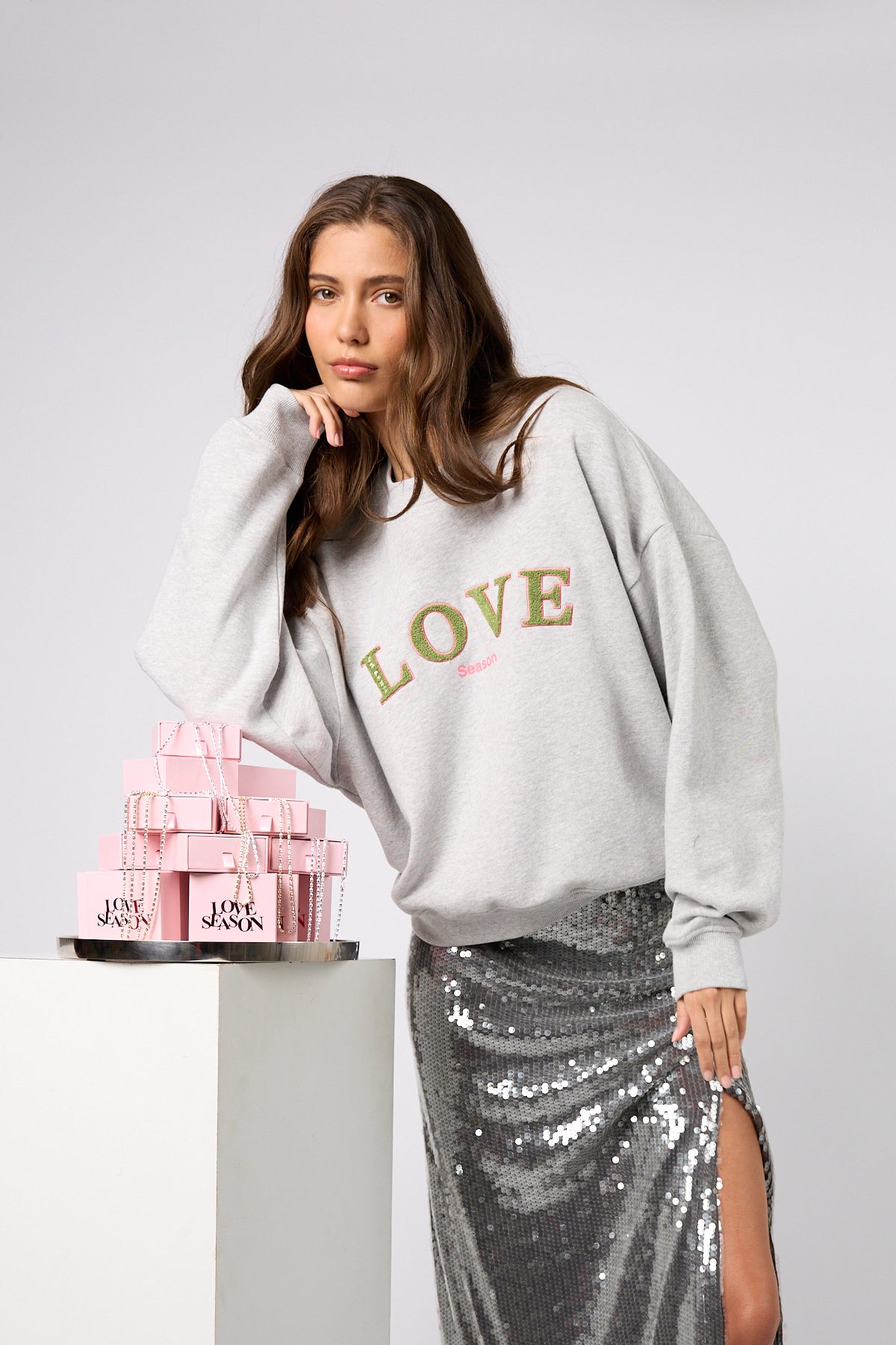 Regular Sweater Love Grey Melange