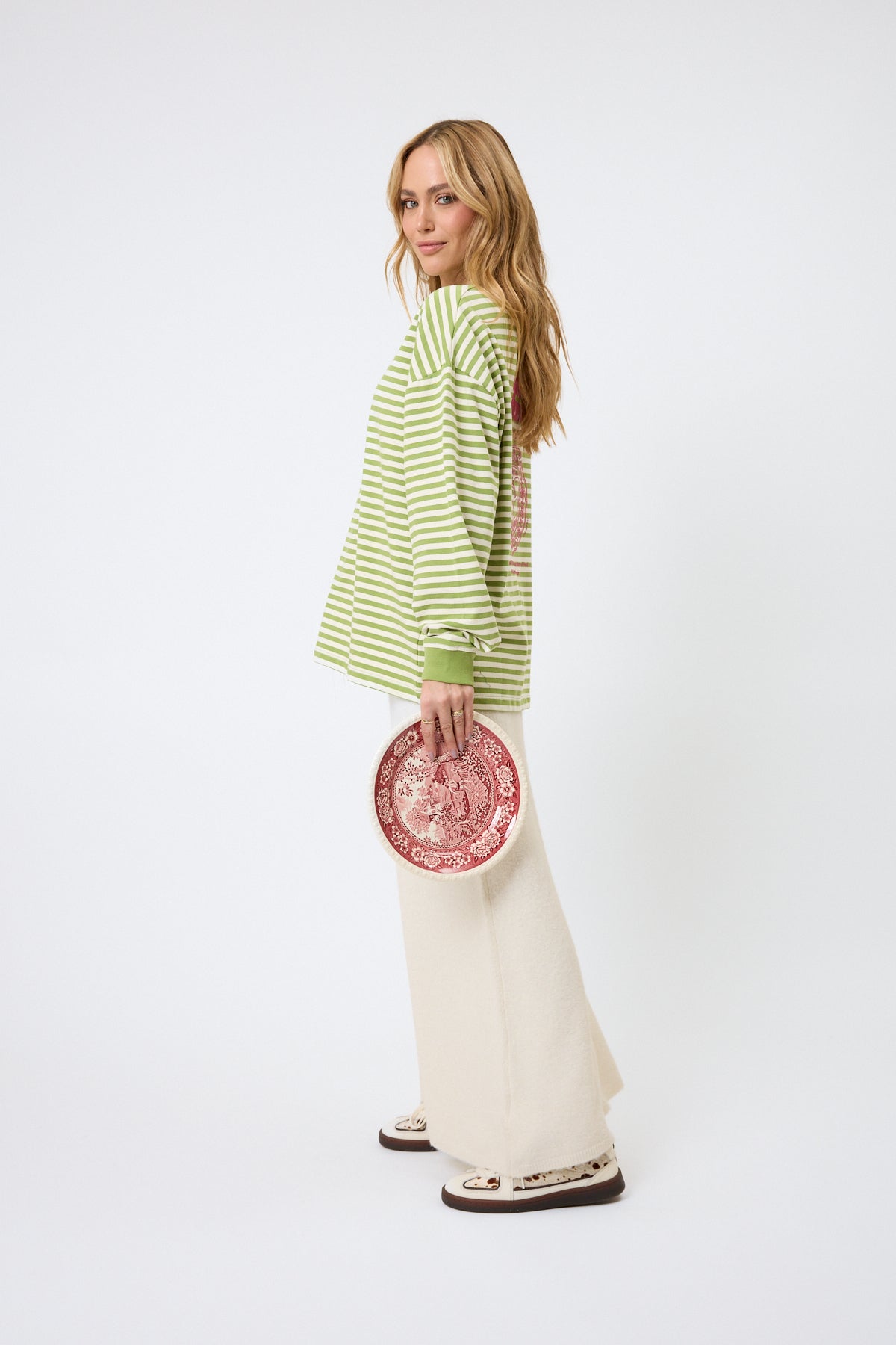 Venetia Striped Longsleeve Apple/Beige