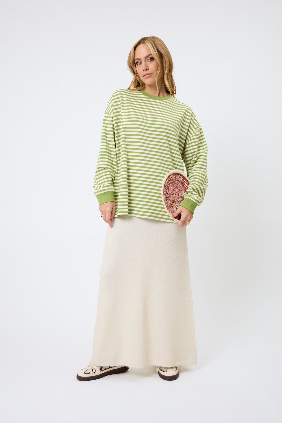 Venetia Striped Longsleeve Apple/Beige
