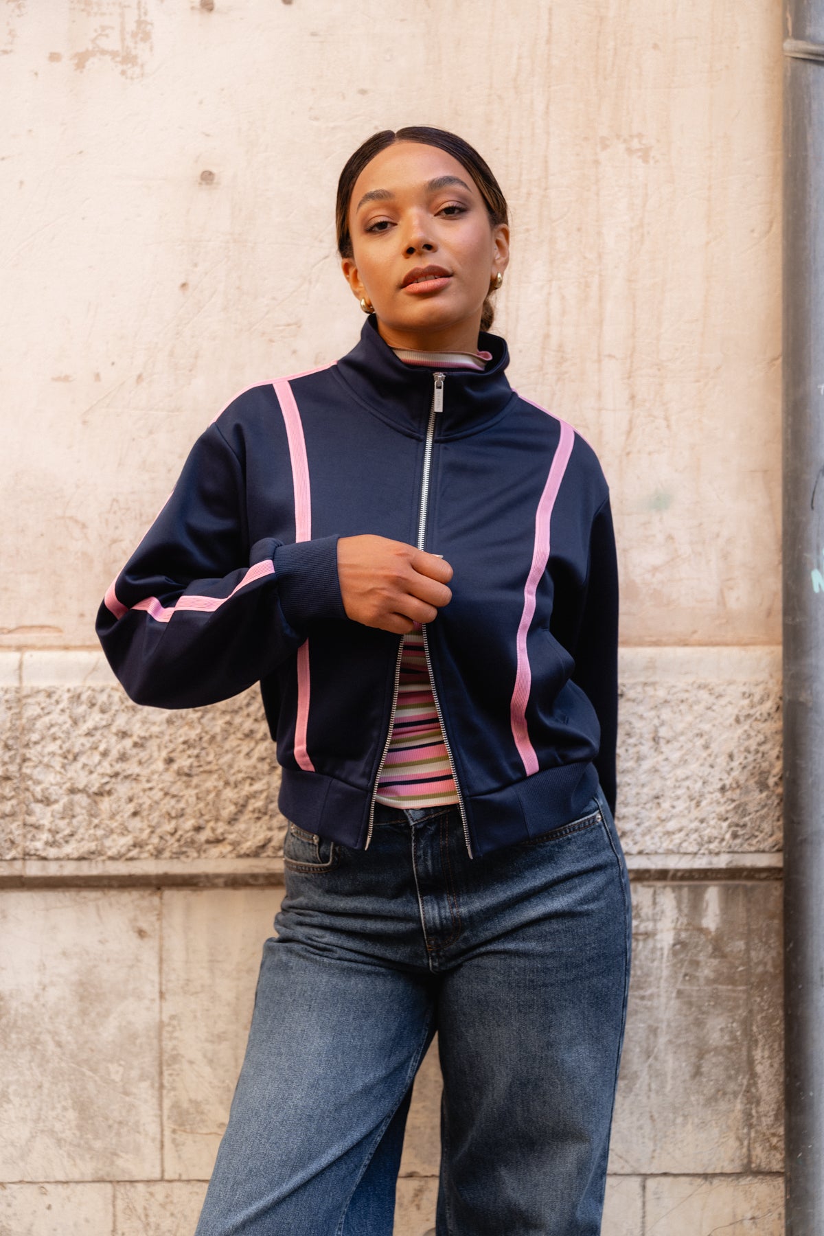 Track Jacket mit Kontraststreifen – Navy