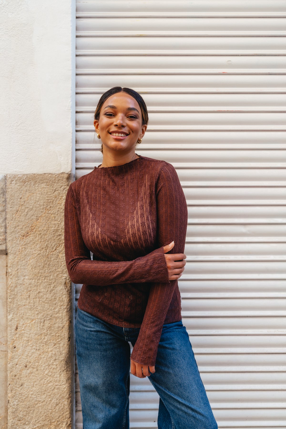 Zahara Lace Longsleeve Dark Brown